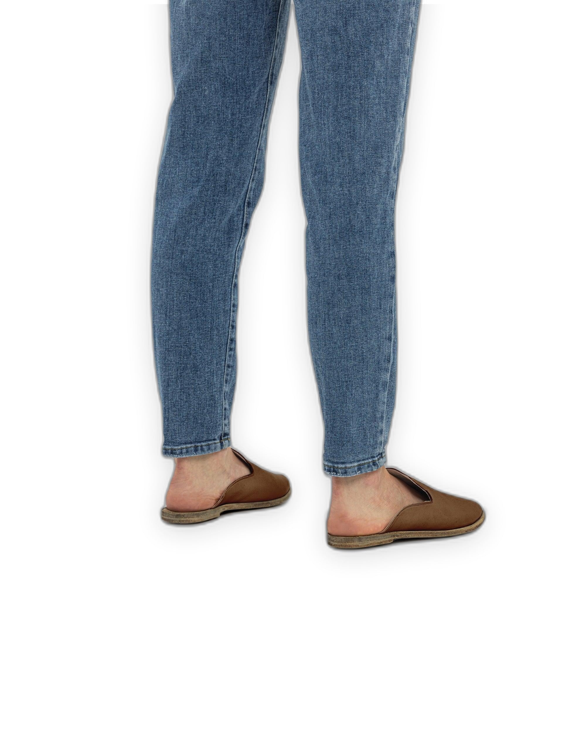 Top view Dark Tan Pointed Toe Mules - Handcrafted Calf Leather | Bespoky
