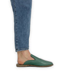 Detail Green Pointed Toe Mules - Handcrafted Calf Leather Turkey | Bespoky