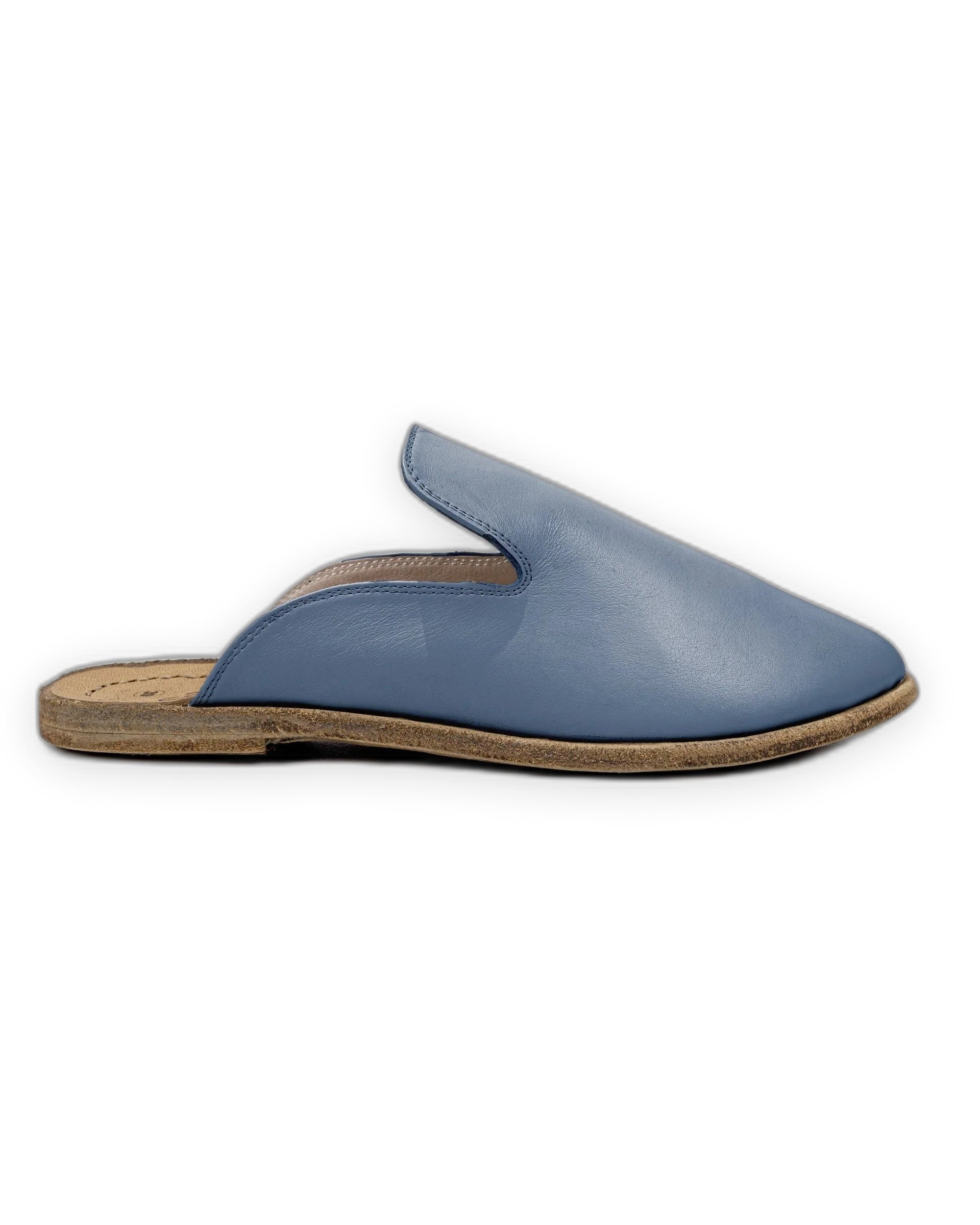 Top view Jean Blue Pointed Toe Mules - Handcrafted Calf Leather | Bespoky