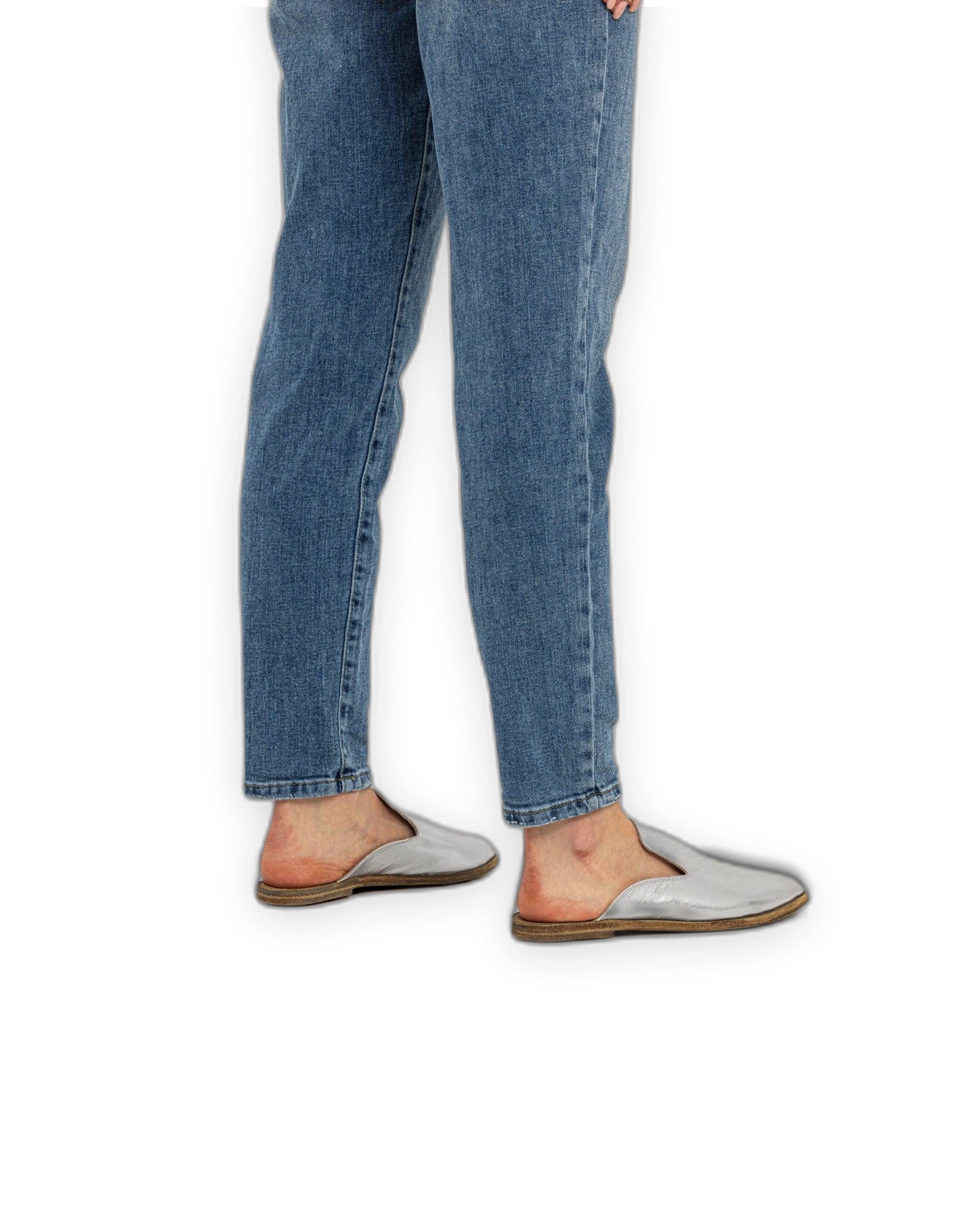 Detail Silver Pointed Toe Mules - Handcrafted Calf Leather Turkey | Bespoky