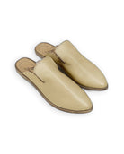 Women's Yellow Pointed Toe Mules - Handcrafted Calf Leather Wide Toe Box | Bespoky