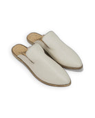 Women's Lucas Beige Pointed Toe Mules - Handcrafted Calf Leather Wide Toe Box | Bespoky