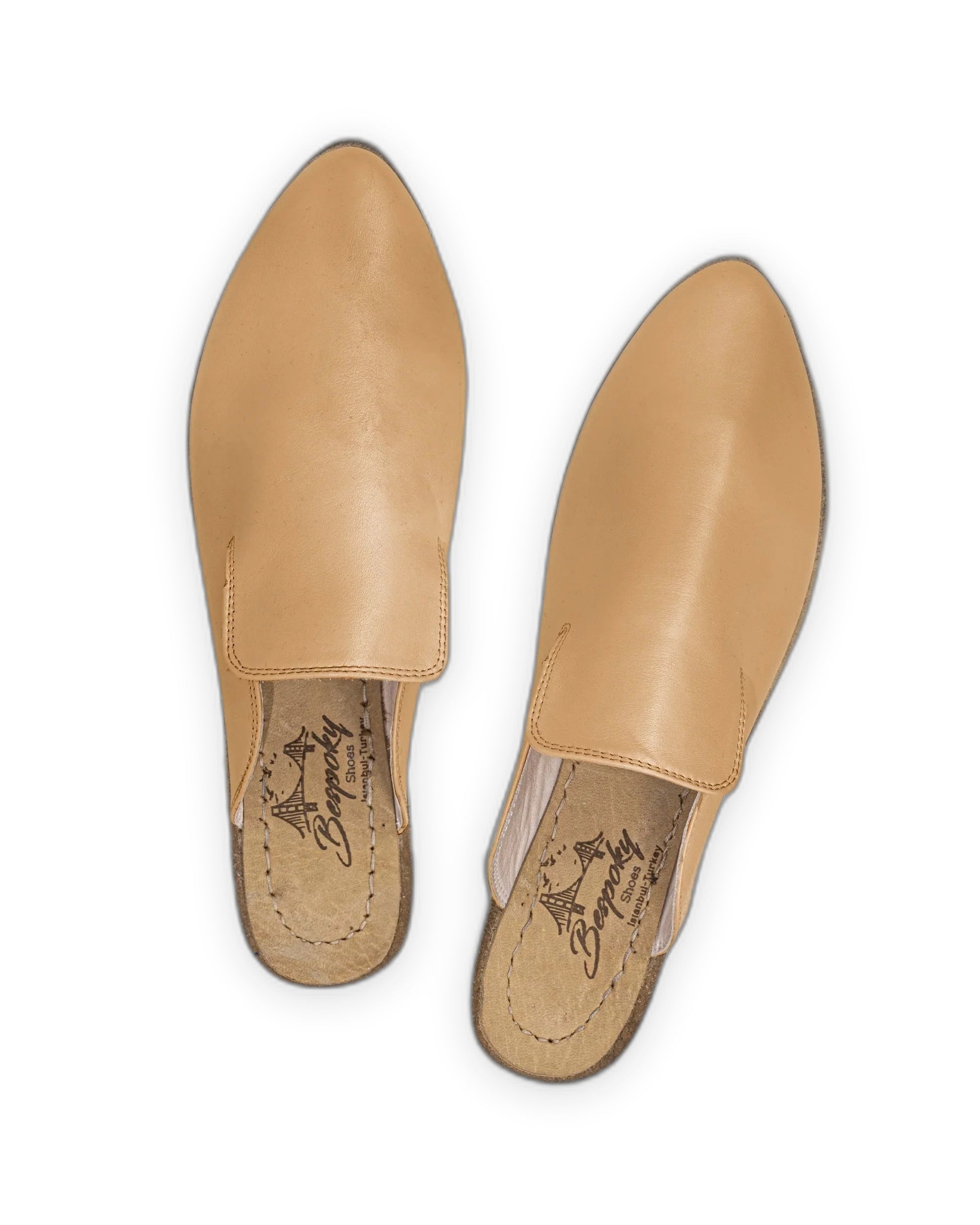 Side view Melon Yellow Pointed Toe Mules - Calf Leather Zero Drop | Bespoky