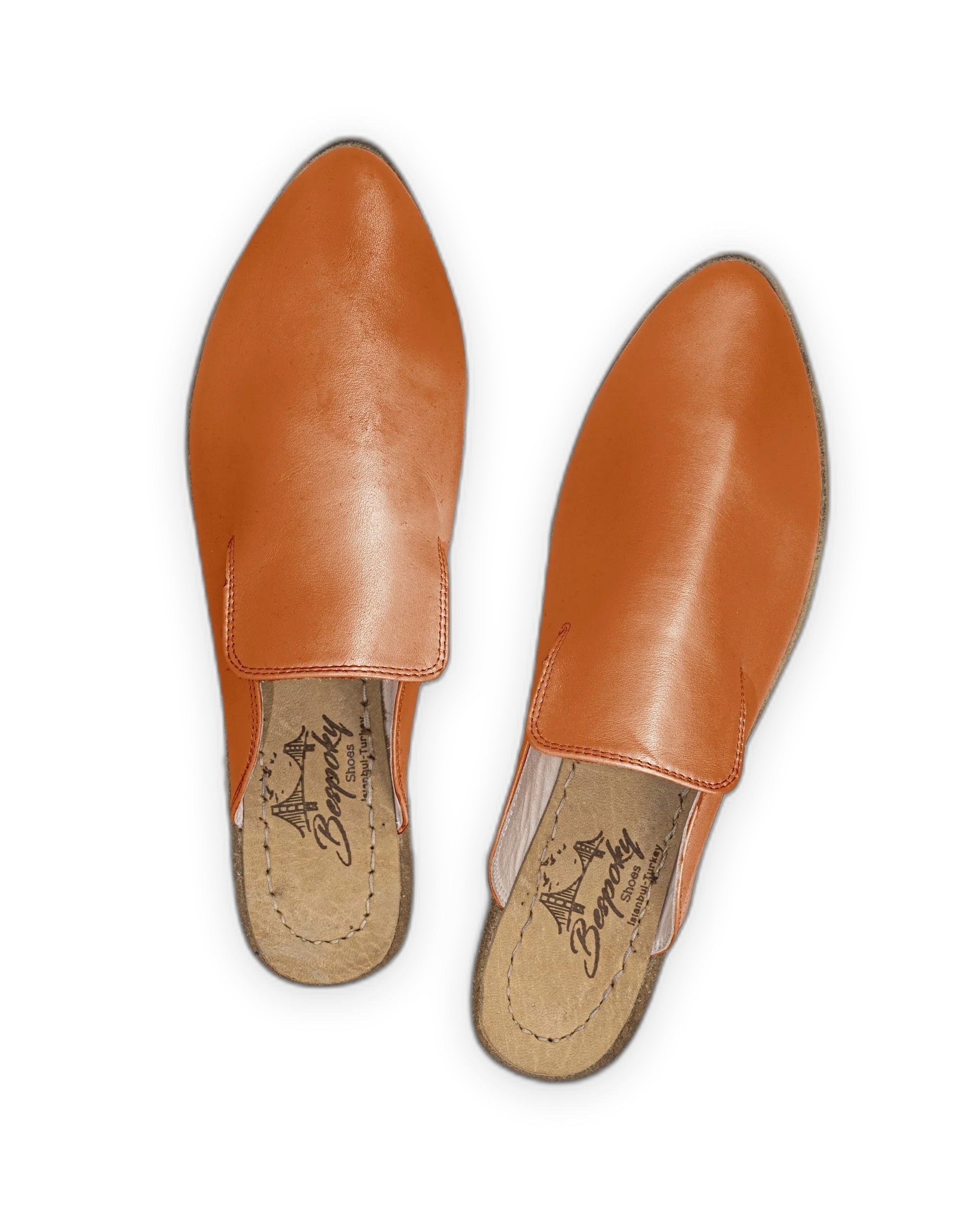 Side view Orange Pointed Toe Mules - Calf Leather Zero Drop | Bespoky