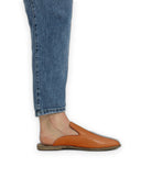 Detail Orange Pointed Toe Mules - Handcrafted Calf Leather Turkey | Bespoky