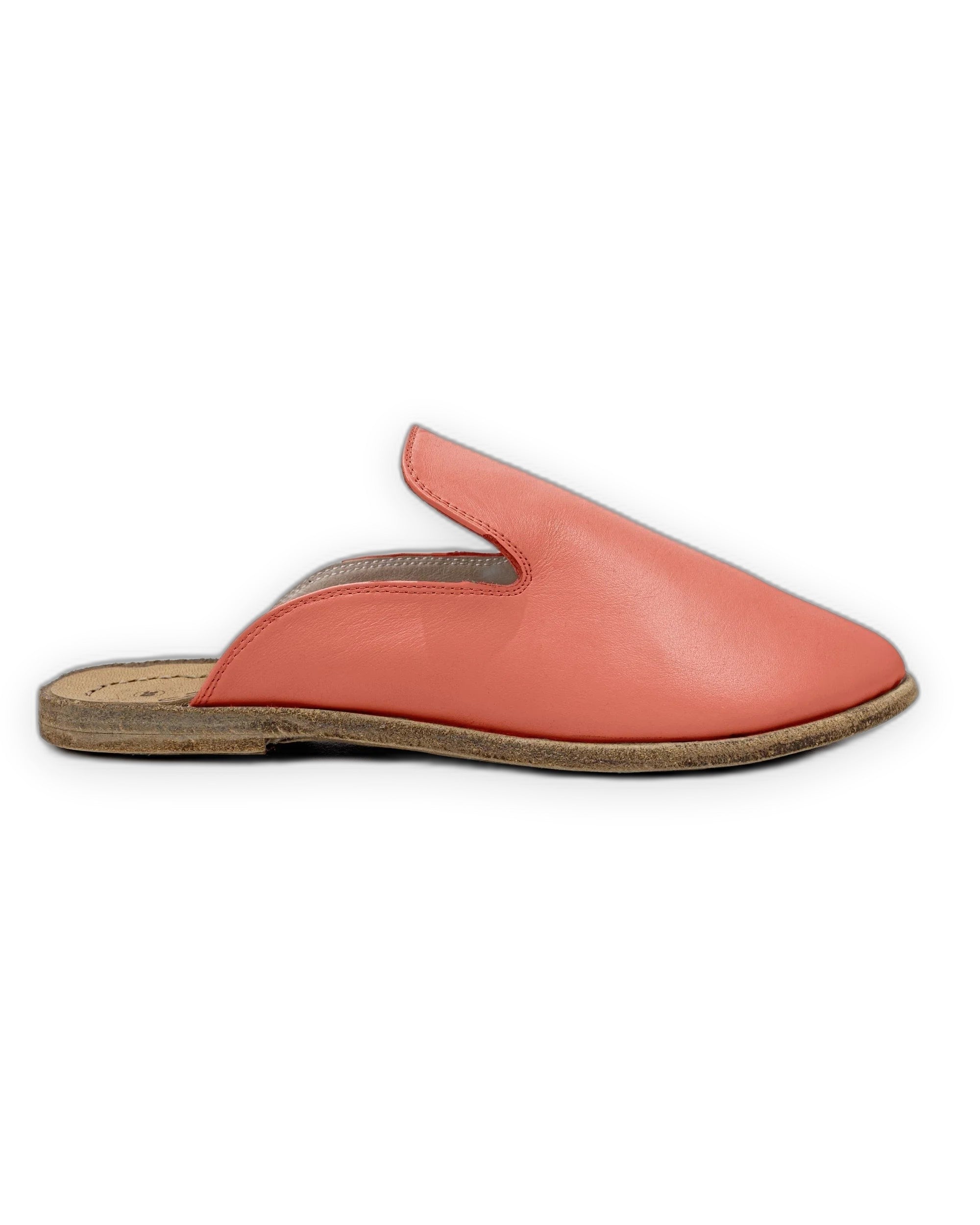 Detail Pomegranate Pointed Toe Mules - Handcrafted Calf Leather Turkey | Bespoky