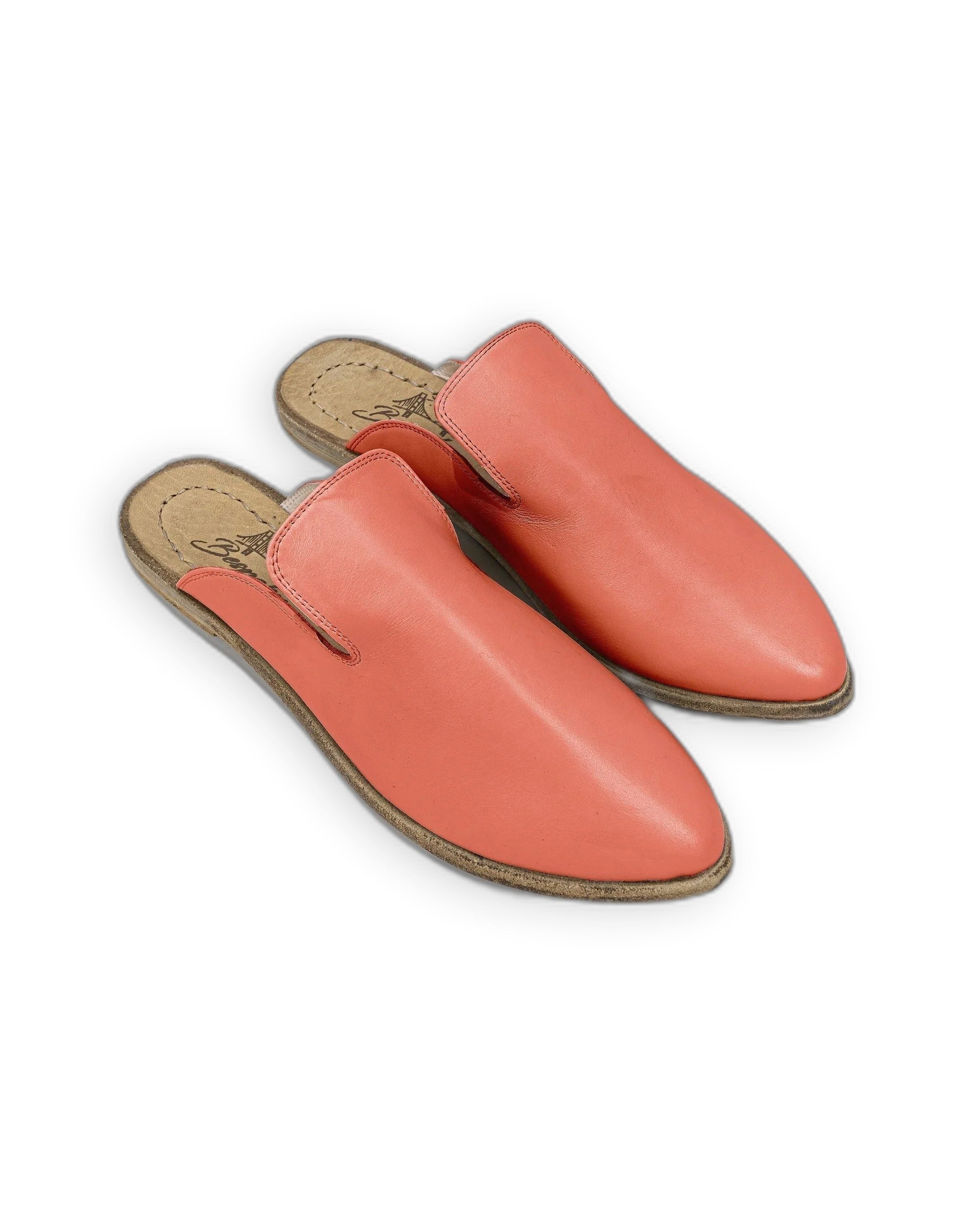 Women's Pomegranate Pointed Toe Mules - Handcrafted Calf Leather Wide Toe Box | Bespoky