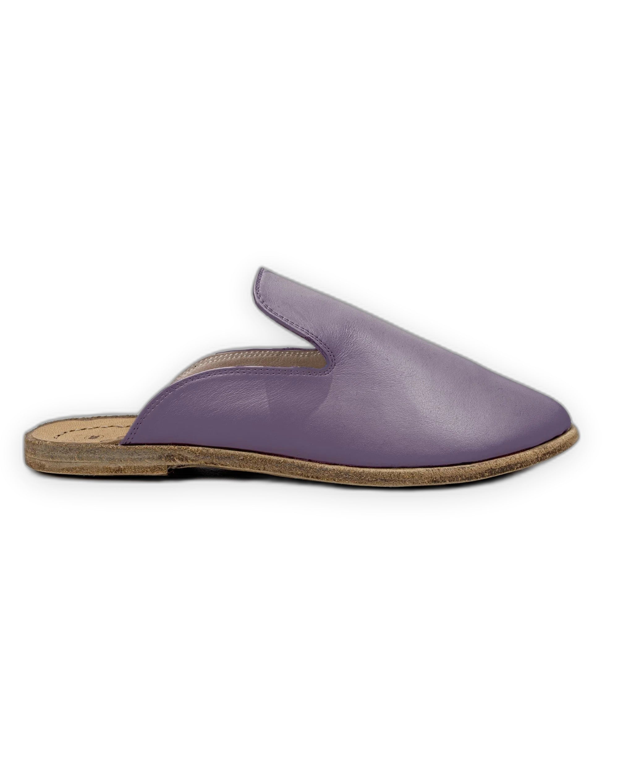 Side view Purple Pointed Toe Mules - Calf Leather Zero Drop | Bespoky