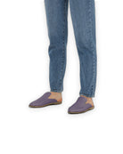 Side view Purple Pointed Toe Mules - Calf Leather Zero Drop | Bespoky