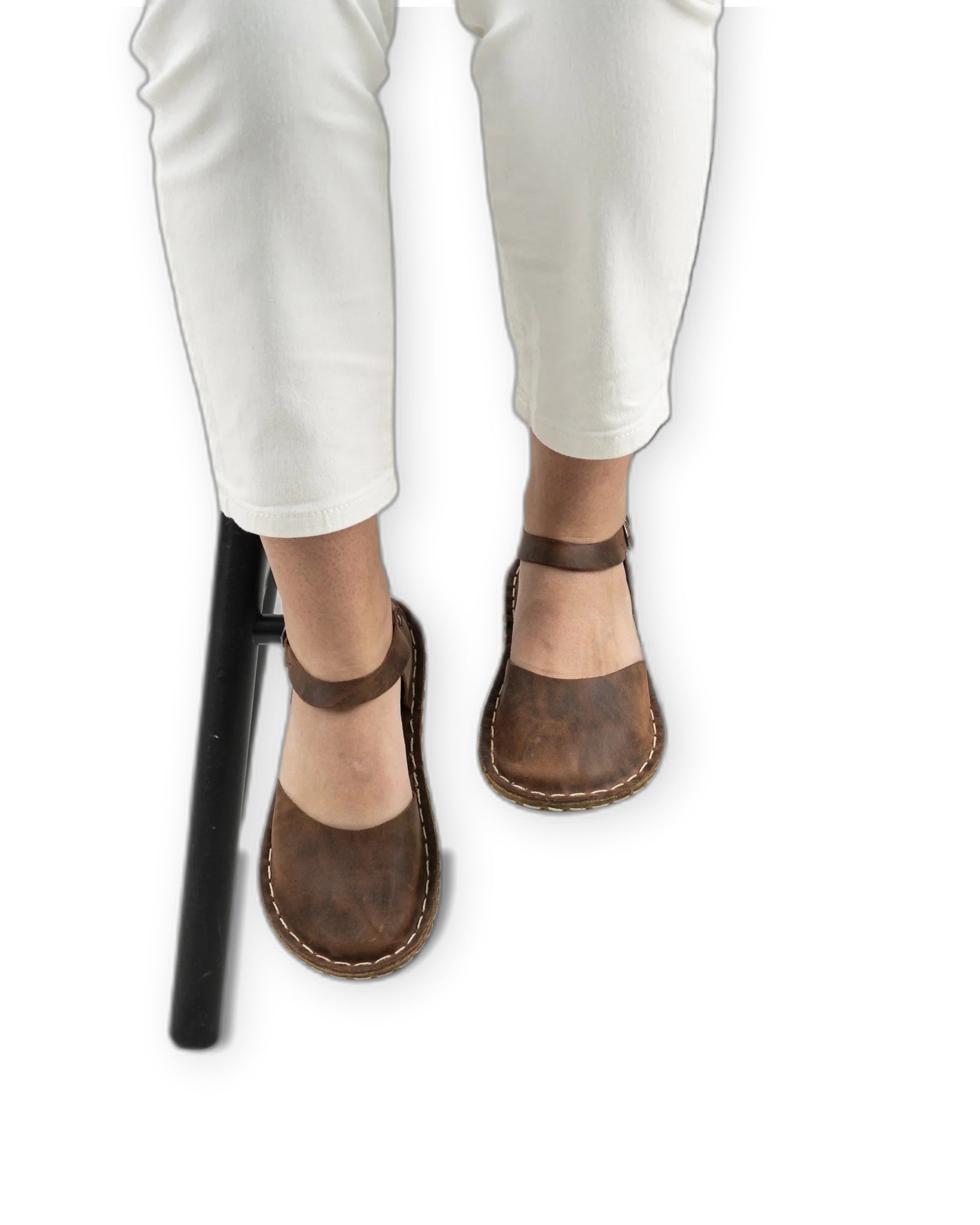 Top view Tan Barefoot Sandal - Handcrafted Calf Leather | Bespoky
