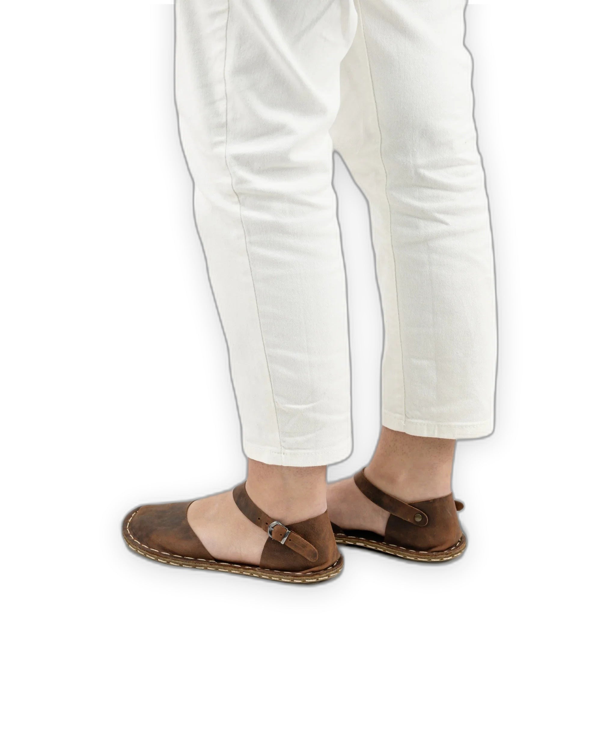 Detail Tan Barefoot Sandal - Handcrafted Calf Leather Turkey | Bespoky