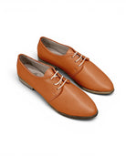 Women's Orange Pointed Toe Oxford - Handcrafted Calf Leather Wide Toe Box | Bespoky