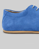 Zijaanzicht Blauwe Suède Barefoot Sneaker - Kalf Leer Zero Drop | Bespoky