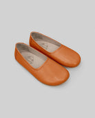 Women's Orange Ballet Flats - Handcrafted Calf Leather Wide Toe Box | Bespoky