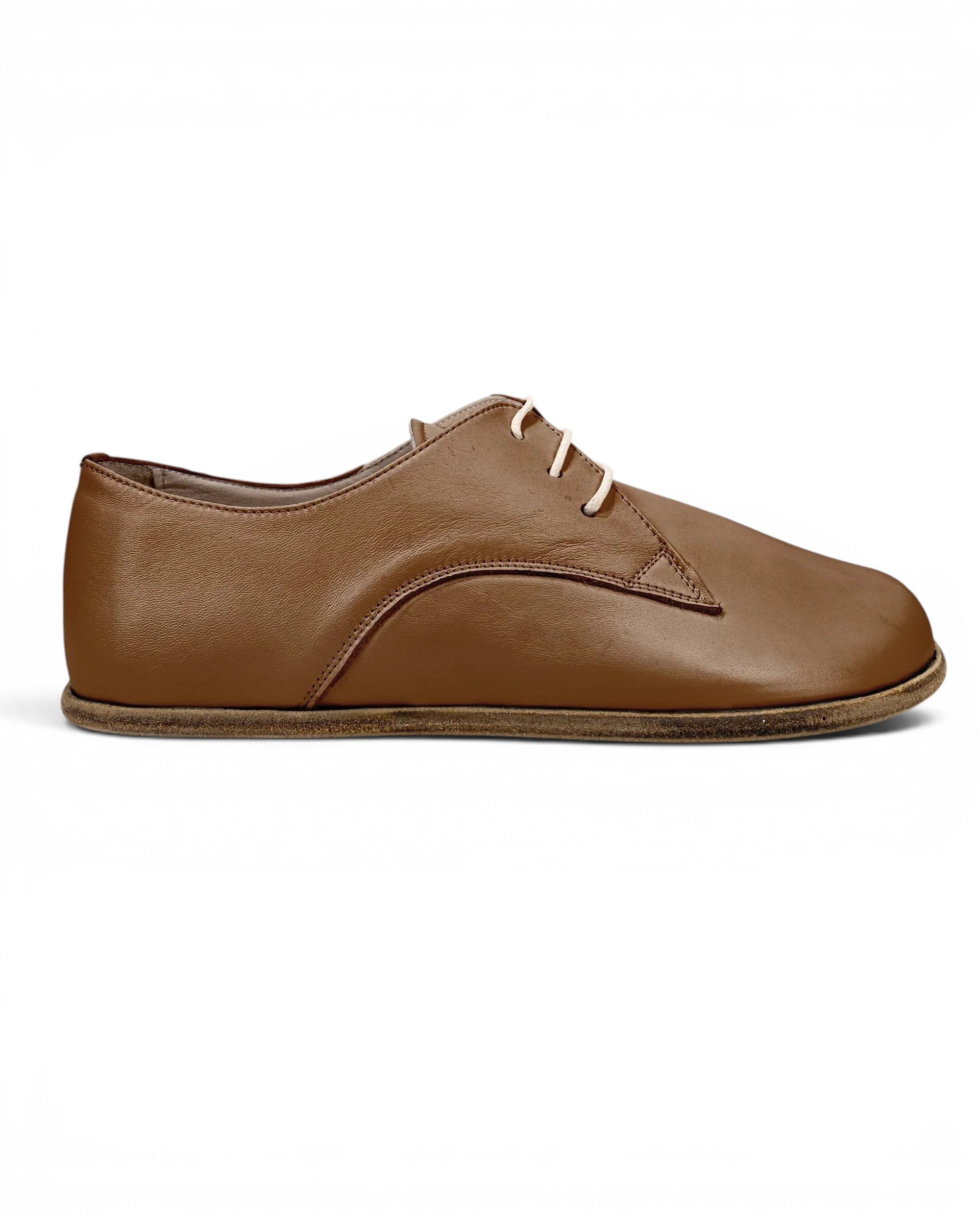 Side view Dark Tan Oxford Shoes - Calf Leather Zero Drop | Bespoky