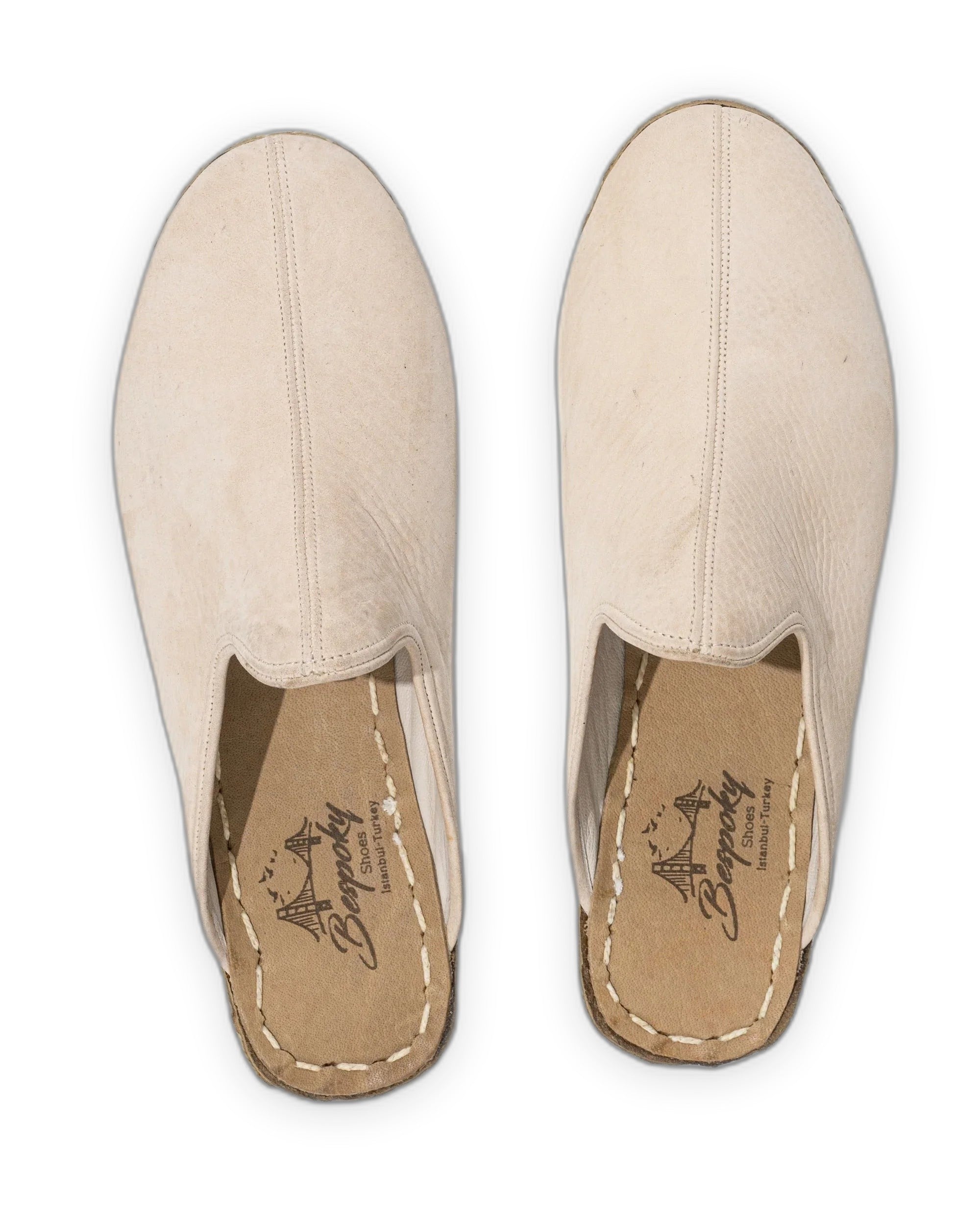 Side view Beige Nubuck Slippers - Calf Leather Zero Drop | Bespoky