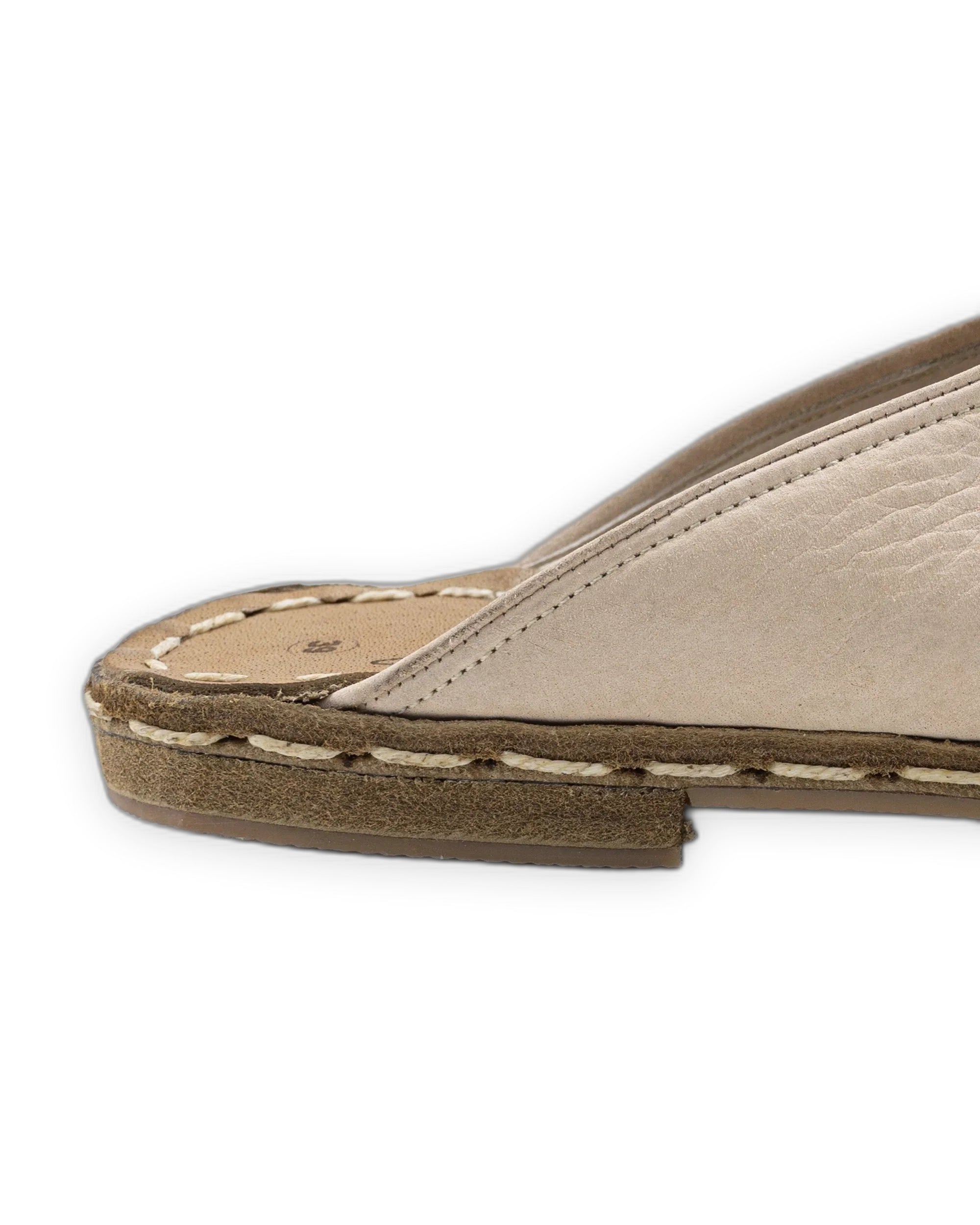 Detail Beige Nubuck Slippers - Handcrafted Calf Leather Turkey | Bespoky