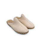 Men's Beige Nubuck Slippers - Handcrafted Calf Leather Wide Toe Box | Bespoky