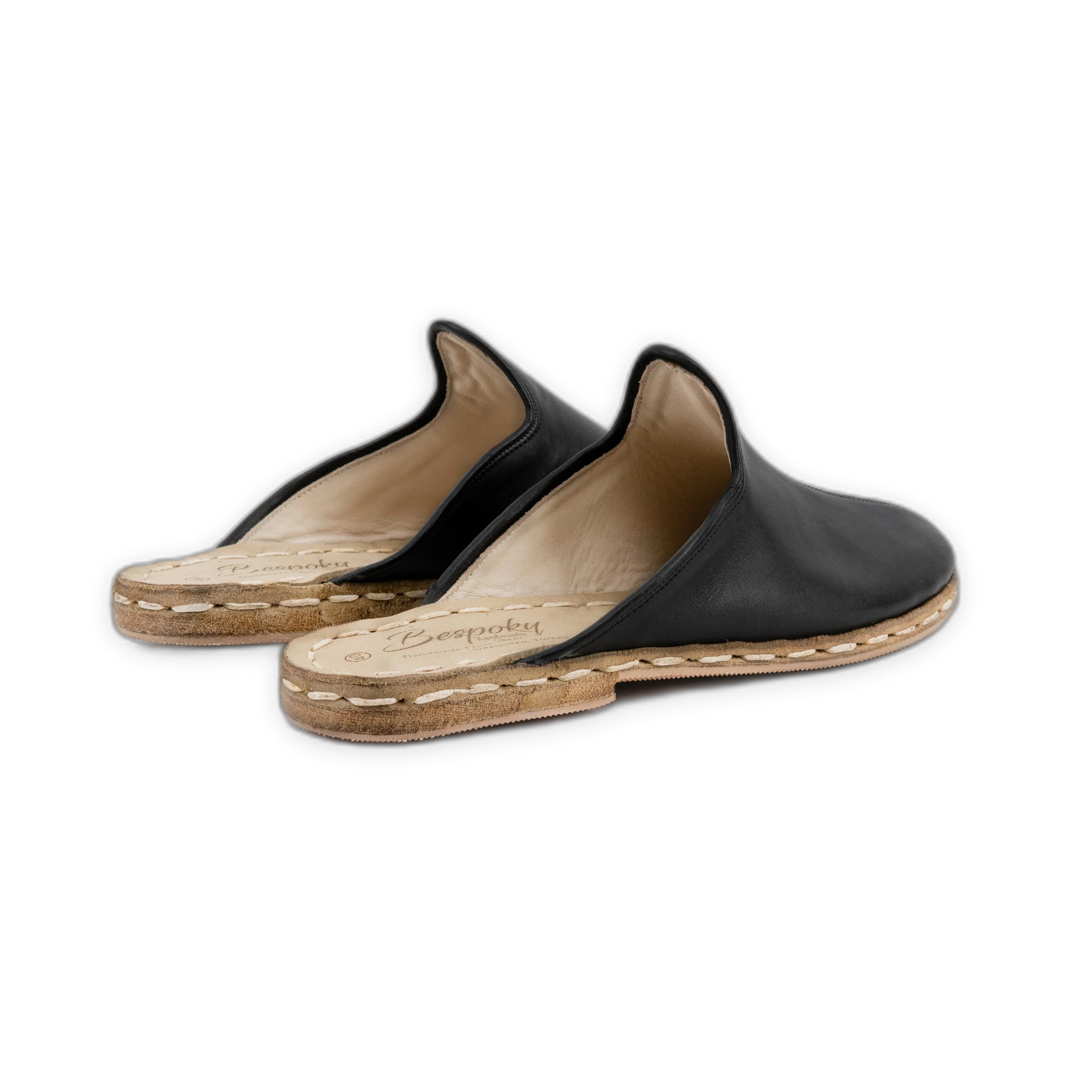 Side view Black Slippers - Calf Leather Zero Drop | Bespoky