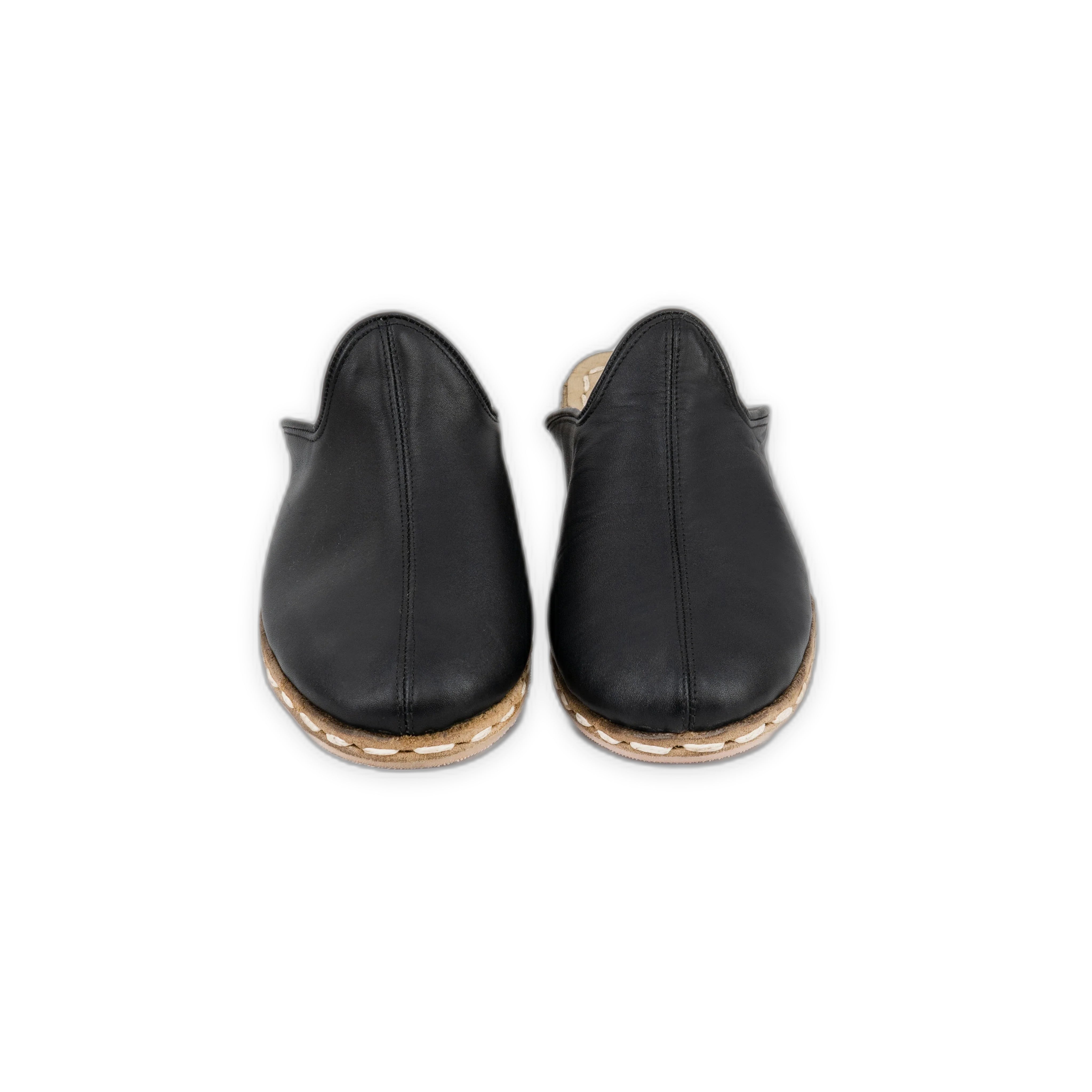Detail Black Slippers - Handcrafted Calf Leather Turkey | Bespoky