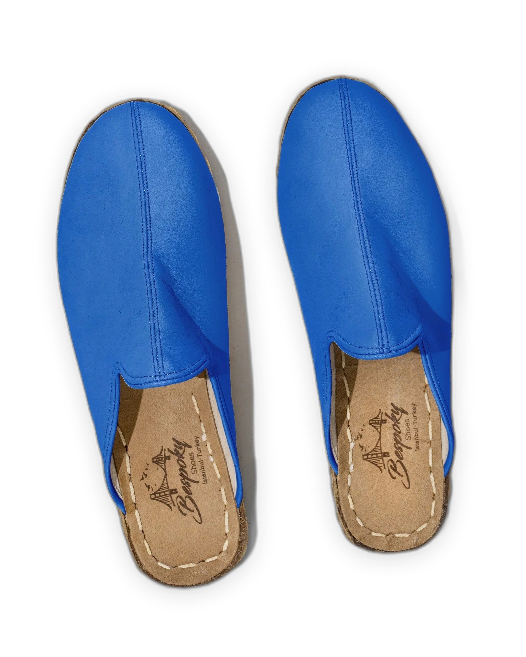 Side view Blue Slippers - Calf Leather Zero Drop | Bespoky