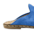 Detail Blue Suede Slippers - Handcrafted Calf Leather Turkey | Bespoky