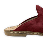 Detail Burgundy Suede Slippers - Handcrafted Calf Leather Turkey | Bespoky