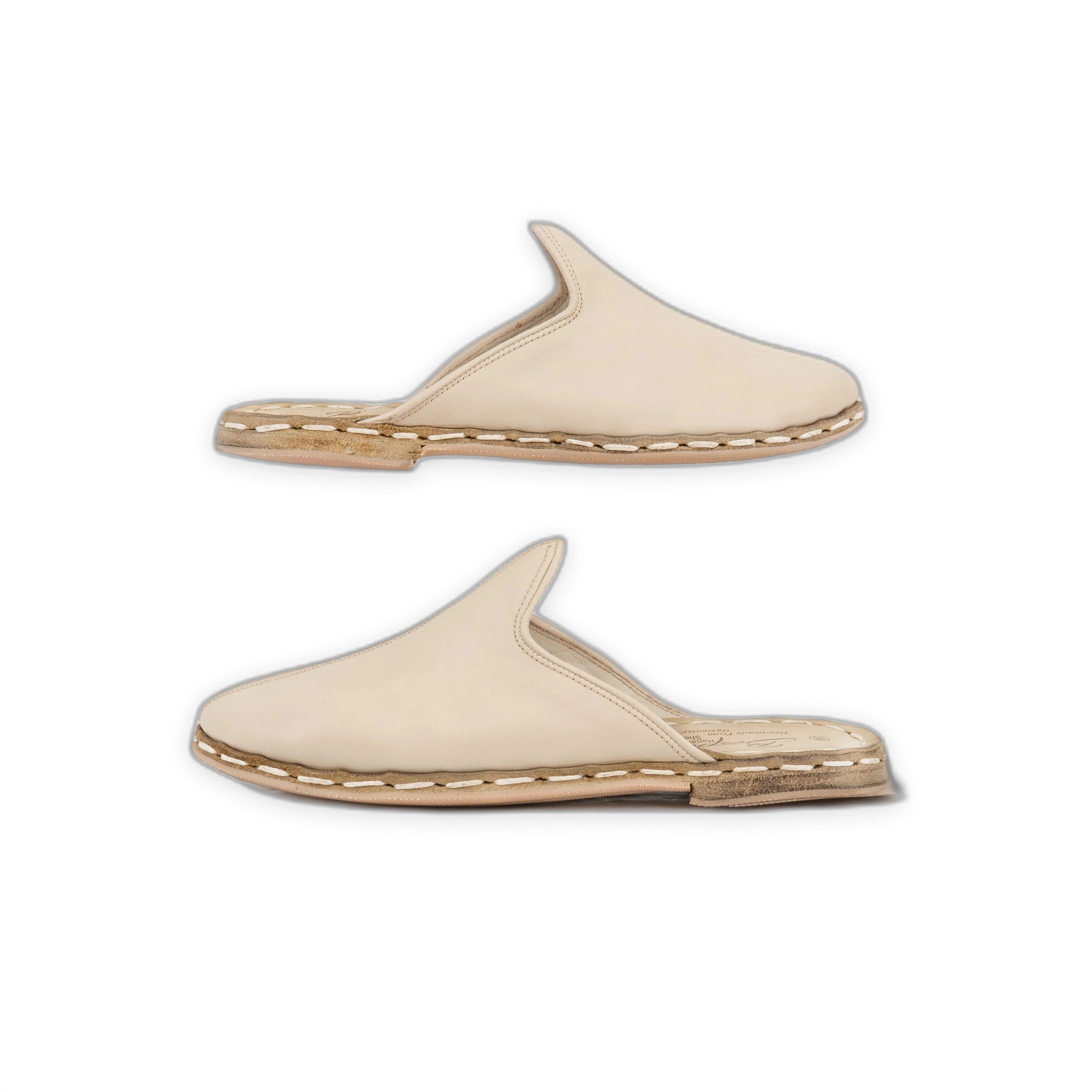 Side view Cream Slippers - Calf Leather Zero Drop | Bespoky