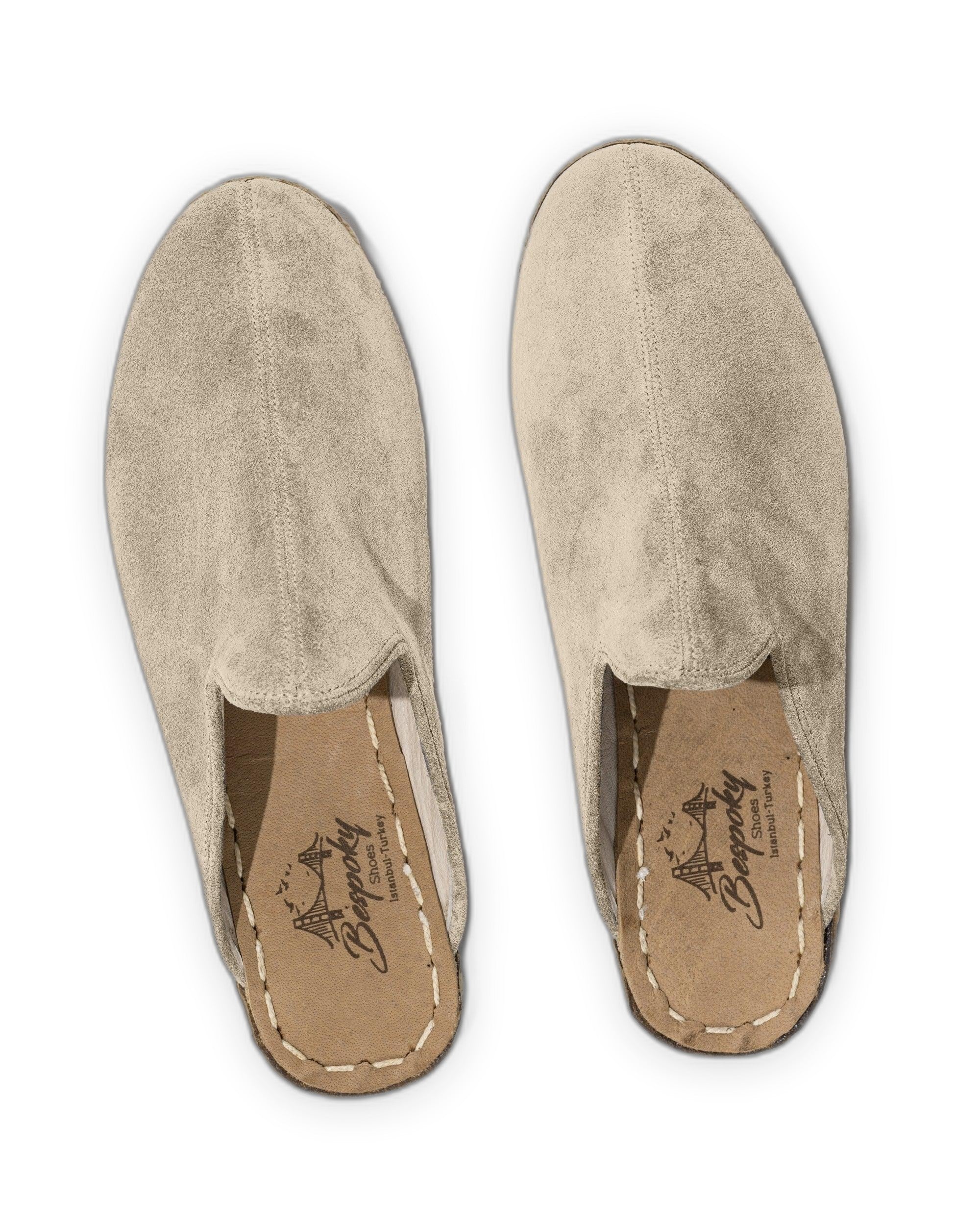 Side view Cream Suede Slippers - Calf Leather Zero Drop | Bespoky