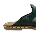 Detail Dark Green Slippers - Handcrafted Calf Leather Turkey | Bespoky