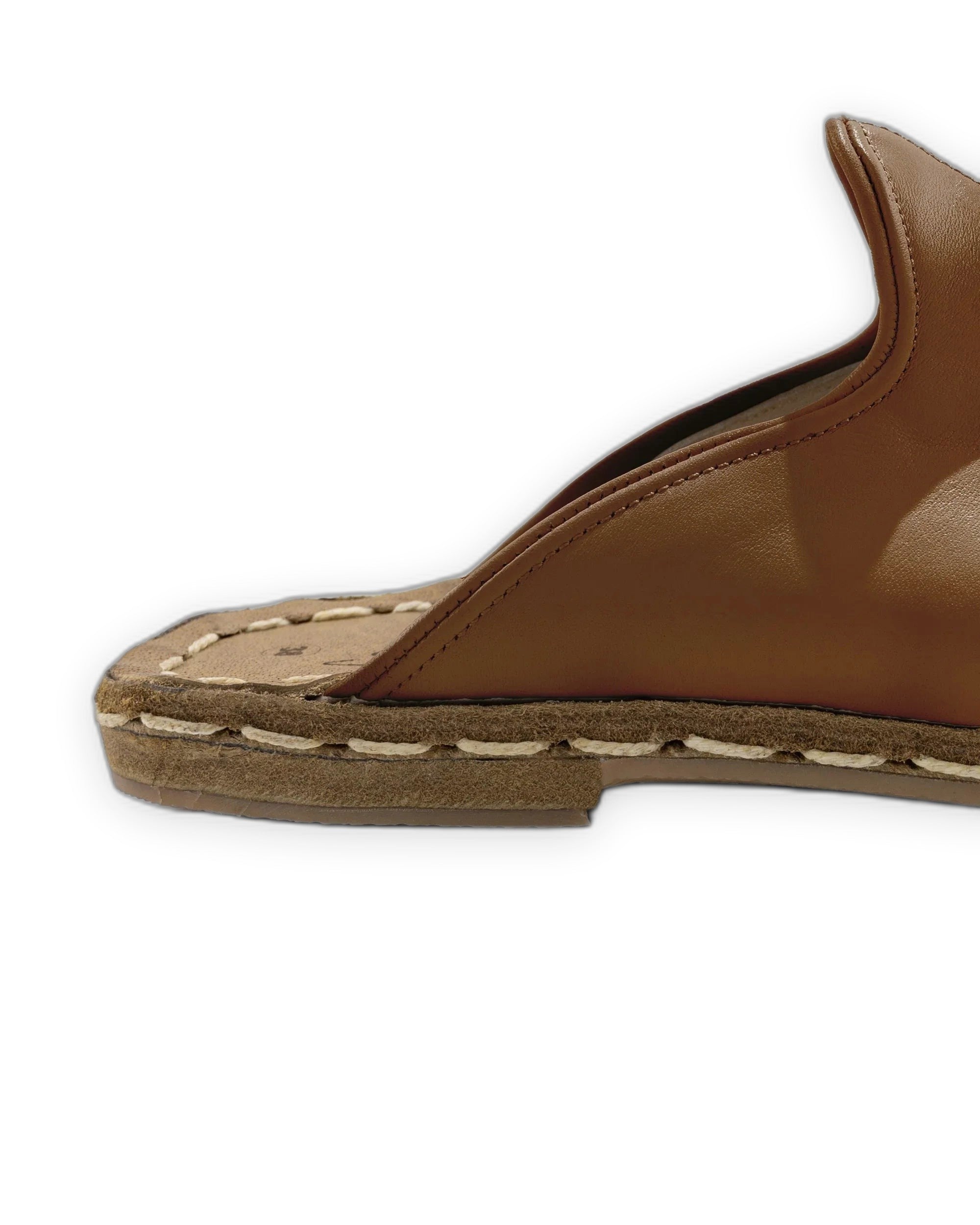 Detail Dark Tan Slippers - Handcrafted Calf Leather Turkey | Bespoky