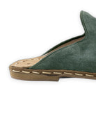 Detail Green Suede Slippers - Handcrafted Calf Leather Turkey | Bespoky
