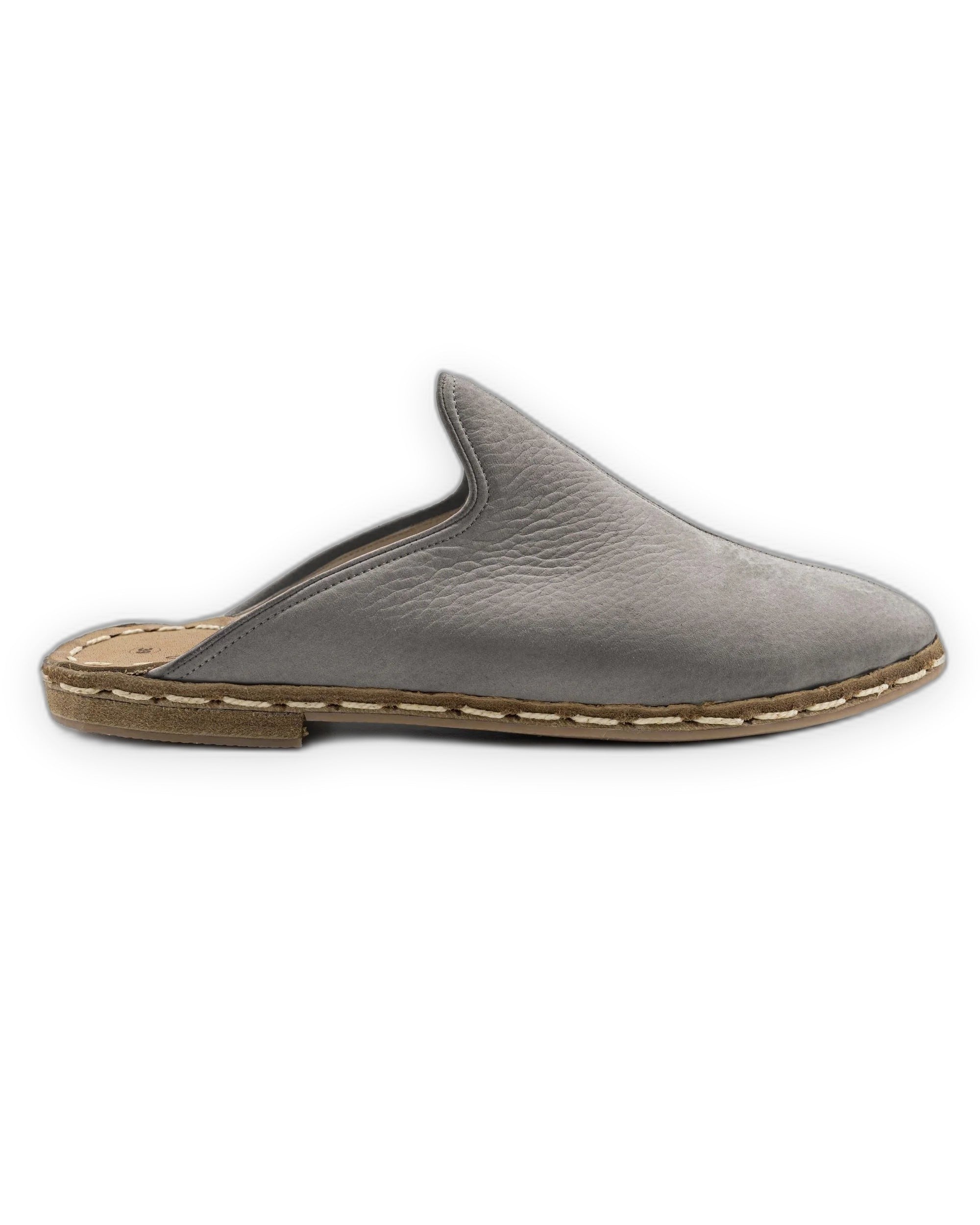 Side view Grey Nubuck Slippers - Calf Leather Zero Drop | Bespoky