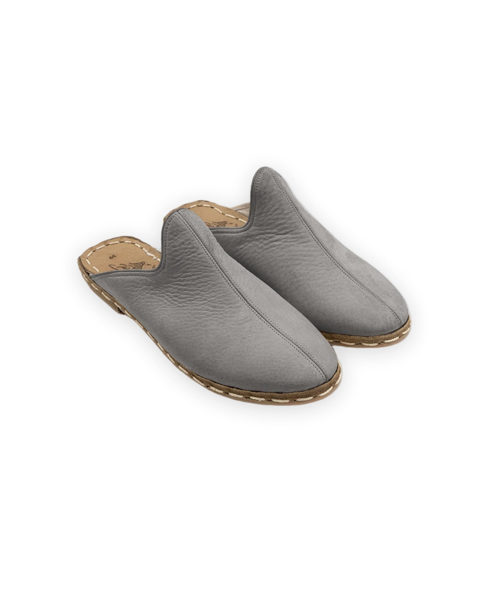 Men's Grey Nubuck Slippers - Handcrafted Calf Leather Wide Toe Box | Bespoky