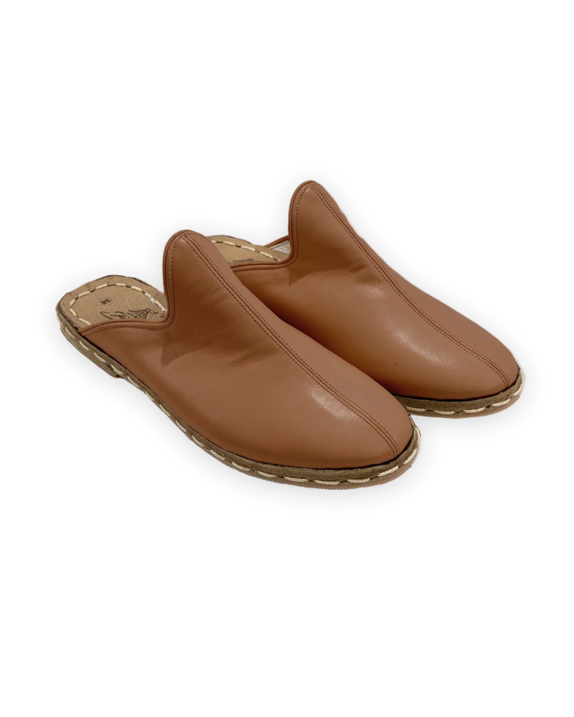Men's Tan Slippers - Handcrafted Calf Leather Wide Toe Box | Bespoky