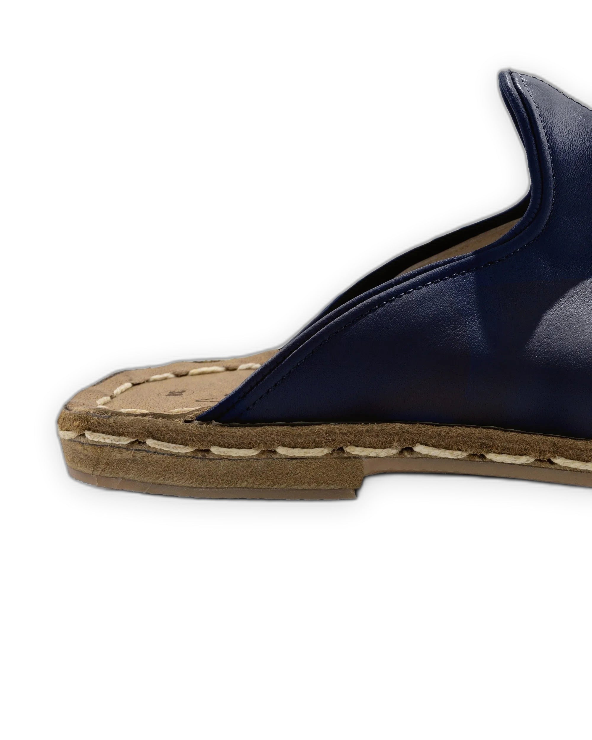 Detail Navy Blue Slippers - Handcrafted Calf Leather Turkey | Bespoky