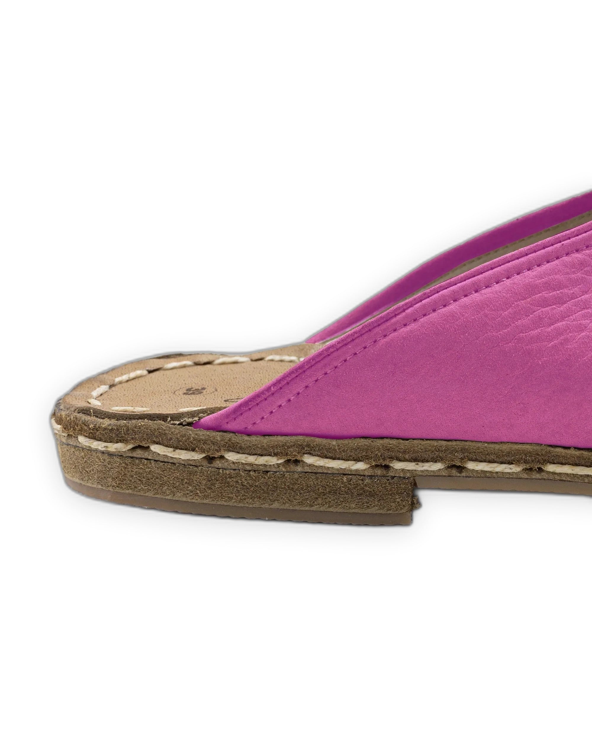 Detail Pink Nubuck Slippers - Handcrafted Calf Leather Turkey | Bespoky