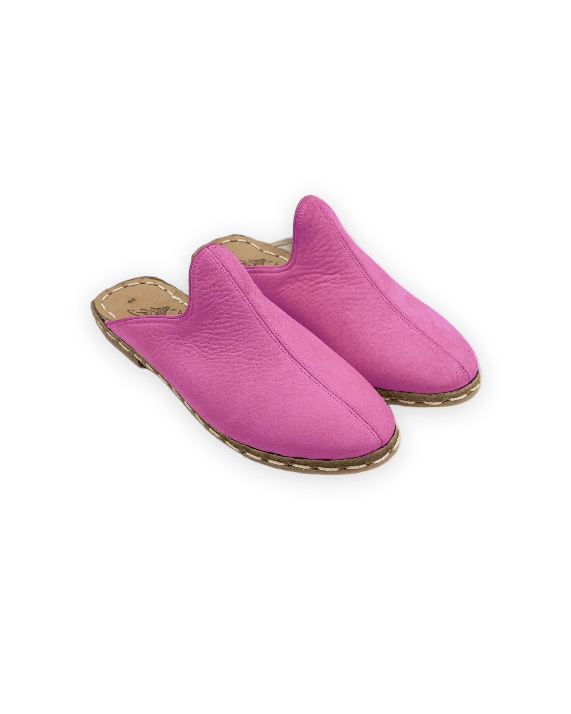 Men's Pink Nubuck Slippers - Handcrafted Calf Leather Wide Toe Box | Bespoky