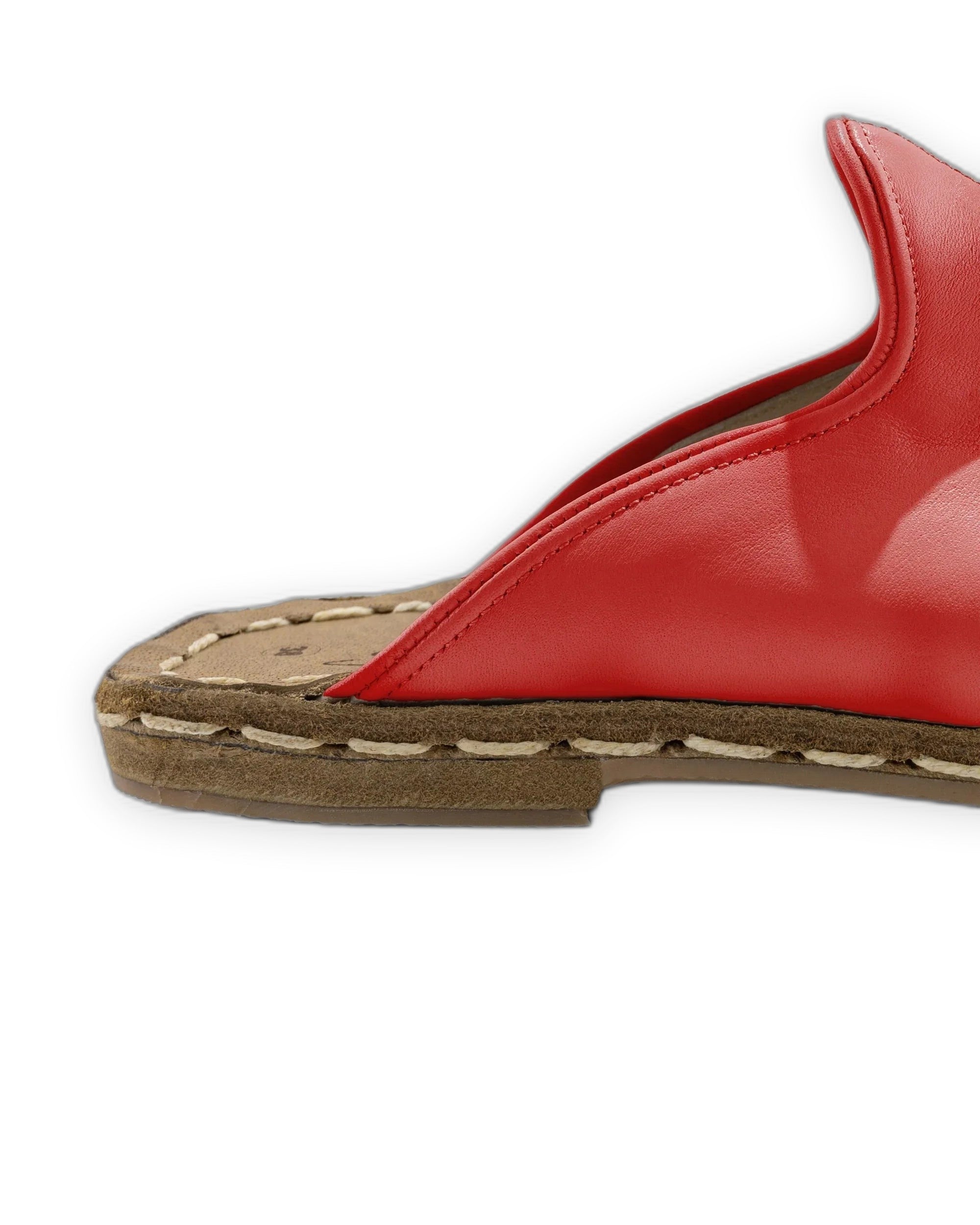 Detail Red Slippers - Handcrafted Calf Leather Turkey | Bespoky