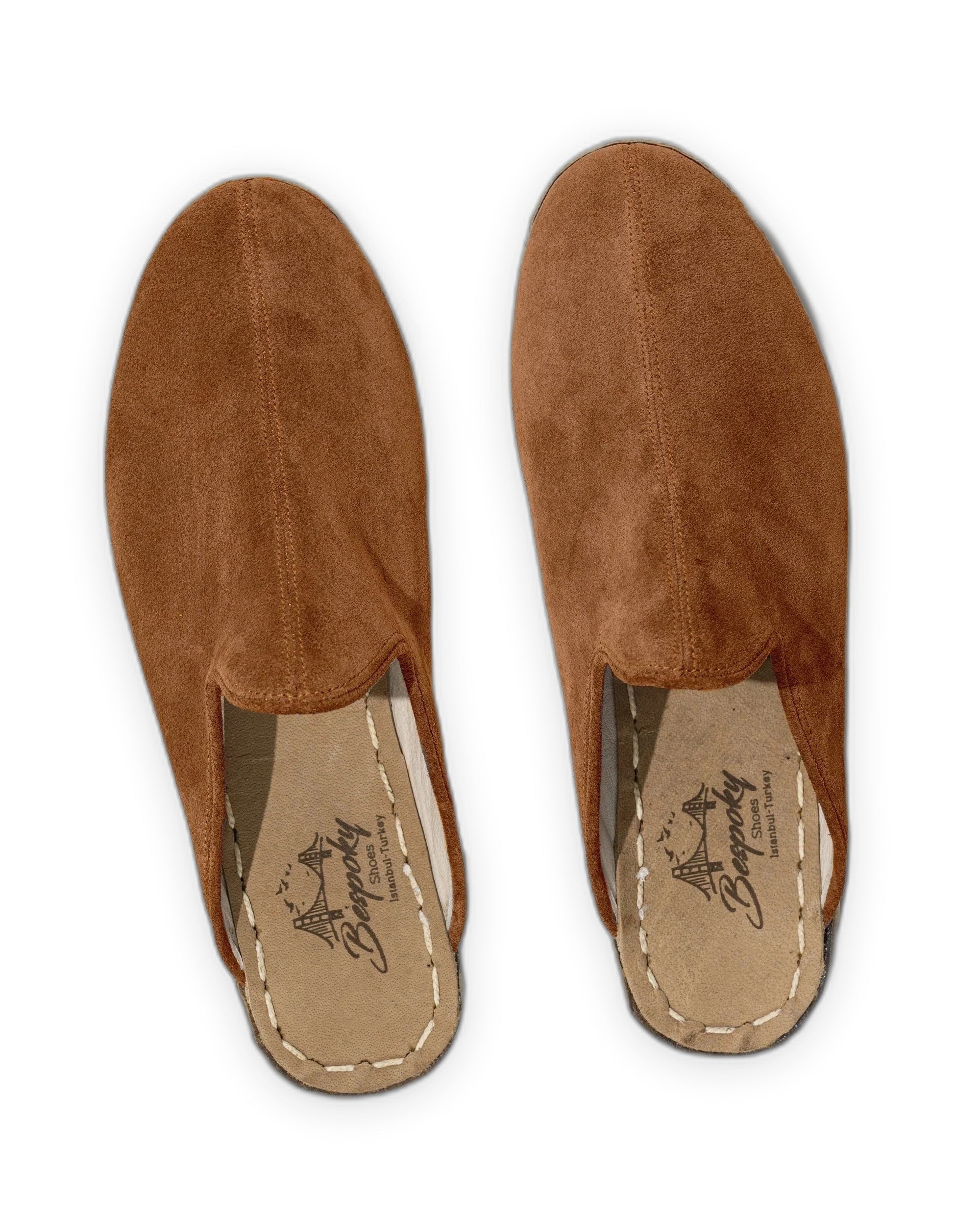 Side view Tan Suede Slippers - Calf Leather Zero Drop | Bespoky