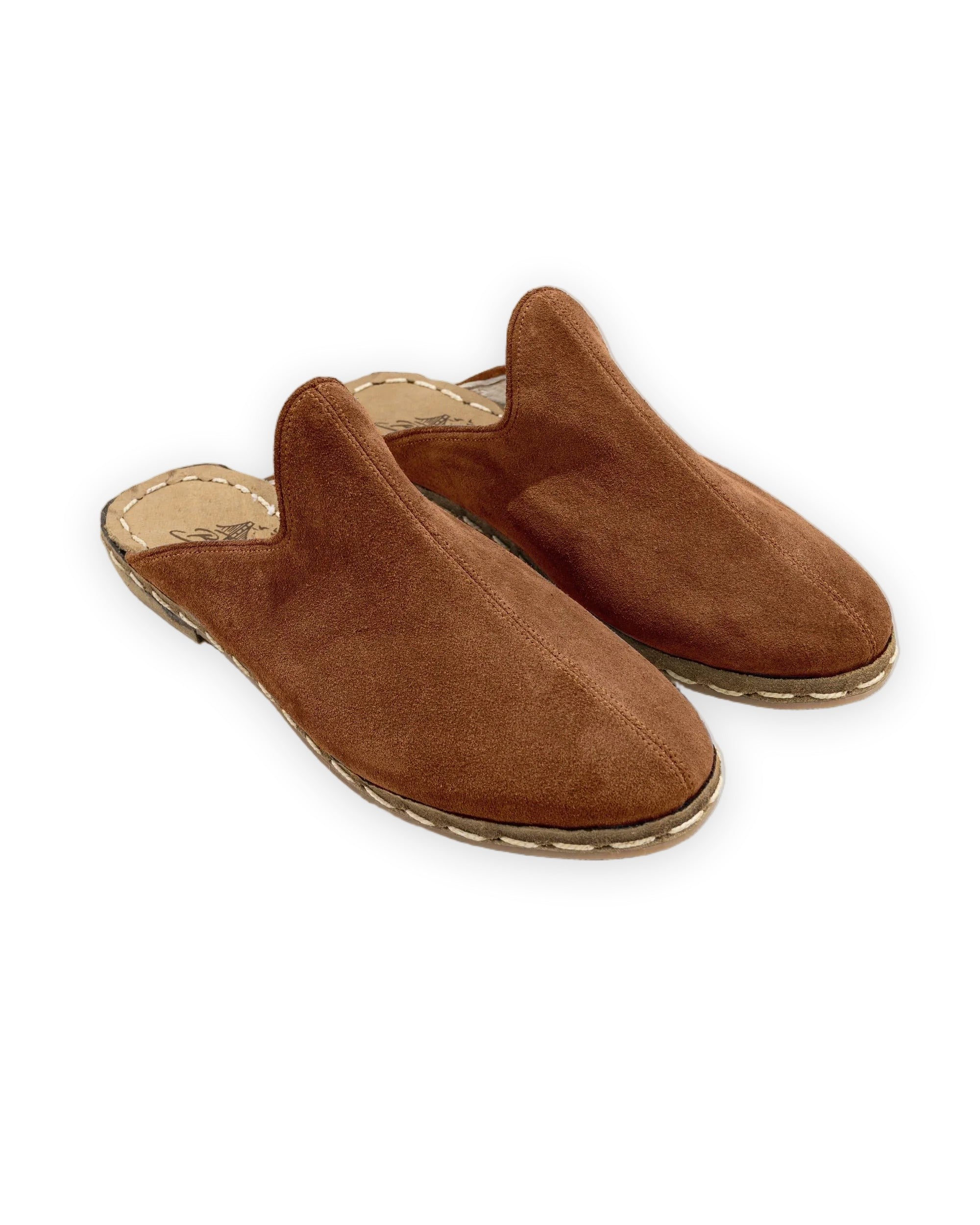 Men's Tan Suede Slippers - Handcrafted Calf Leather Wide Toe Box | Bespoky