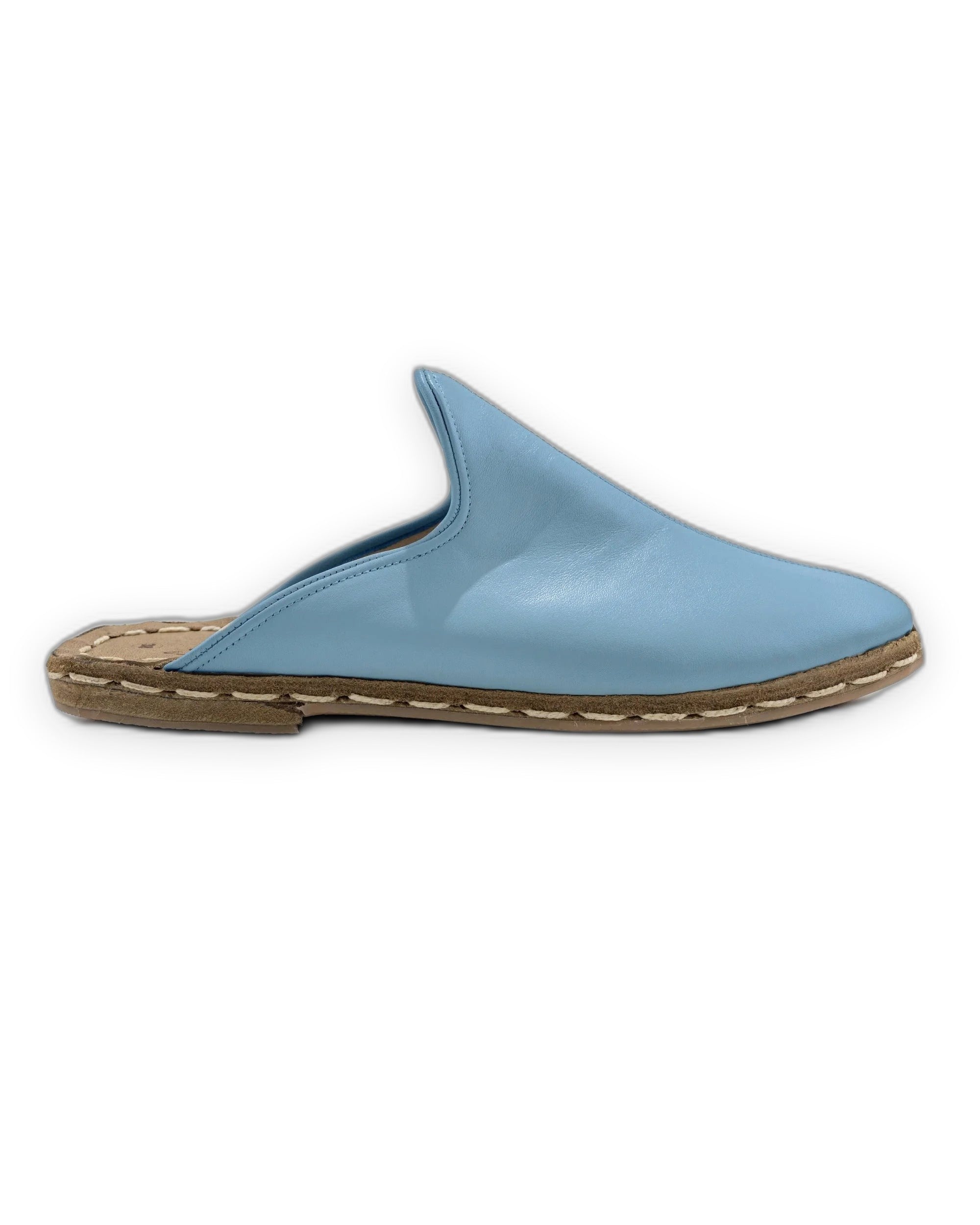 Side view Baby Blue Slippers - Calf Leather Zero Drop | Bespoky