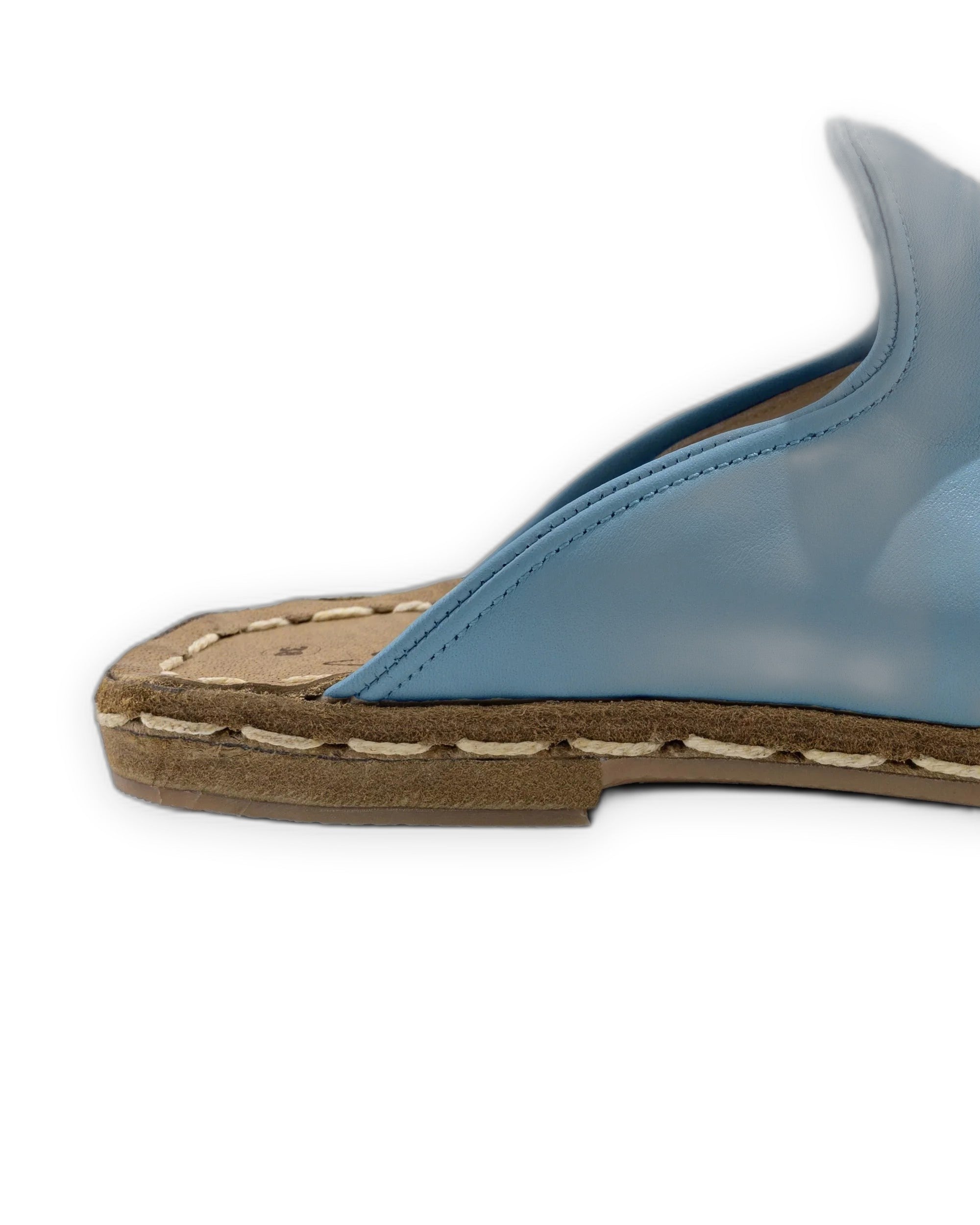 Top view Baby Blue Slippers - Handcrafted Calf Leather | Bespoky