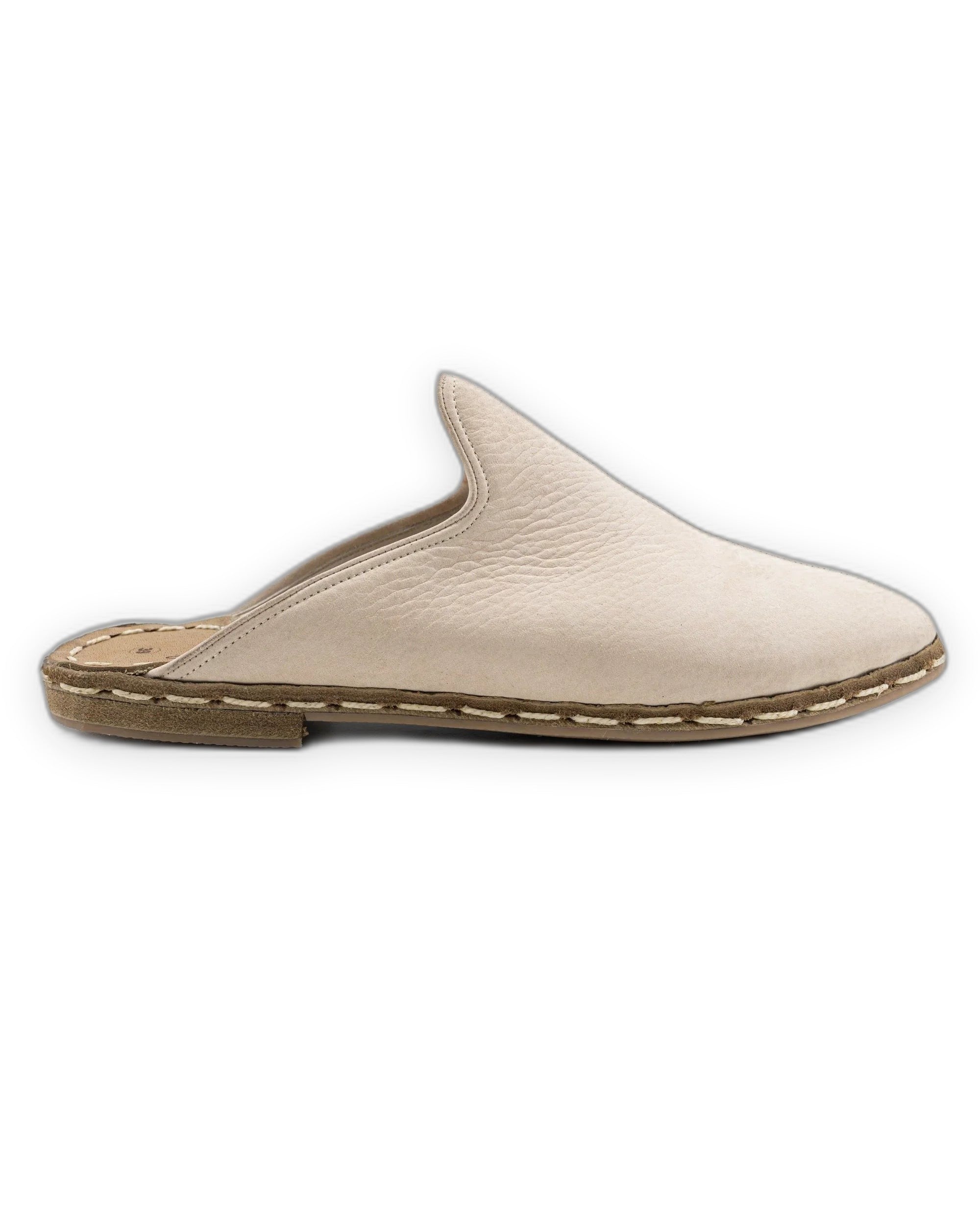 Side view Beige Nubuck Slippers - Calf Leather Zero Drop | Bespoky