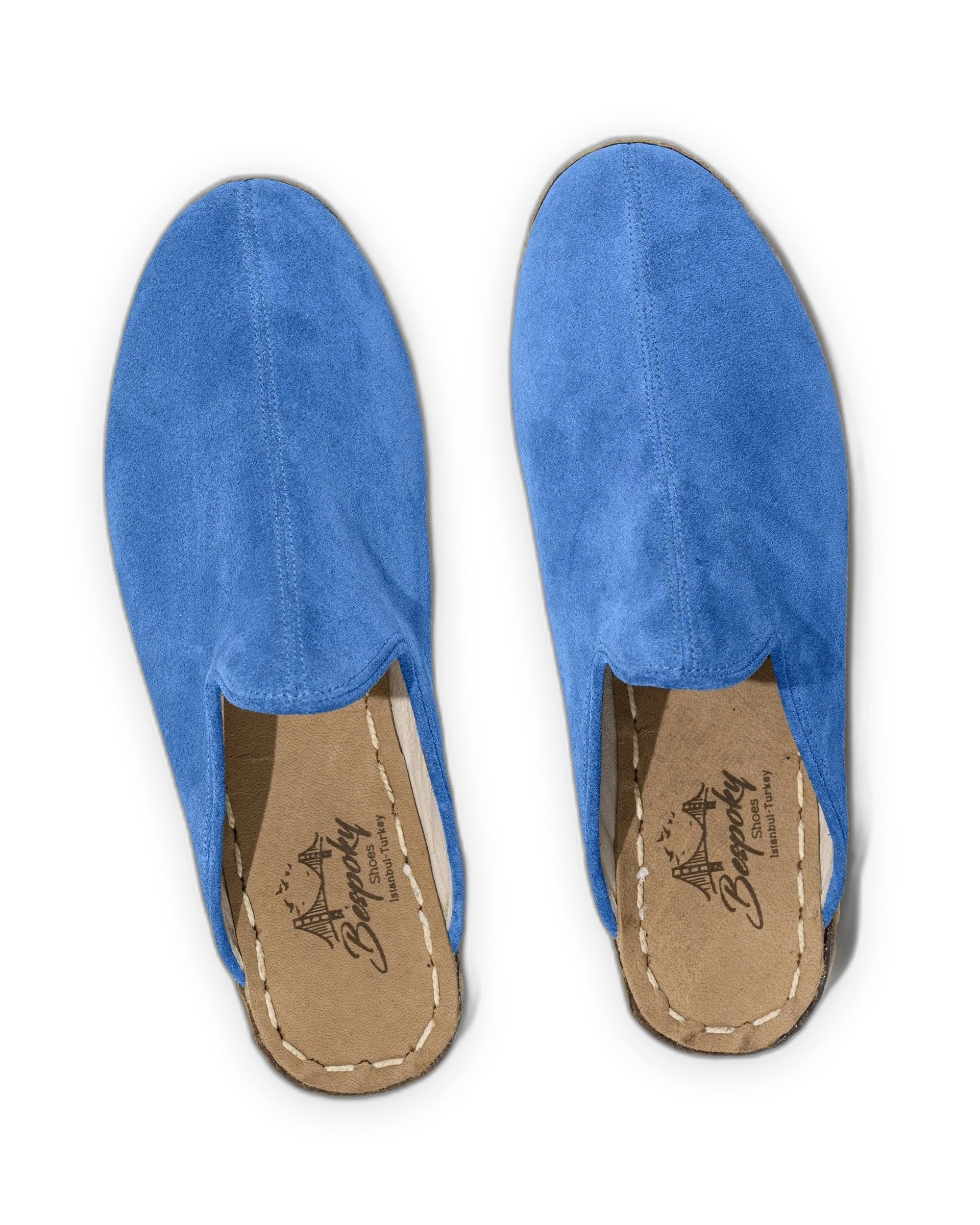 Side view Blue Slippers - Calf Leather Zero Drop | Bespoky