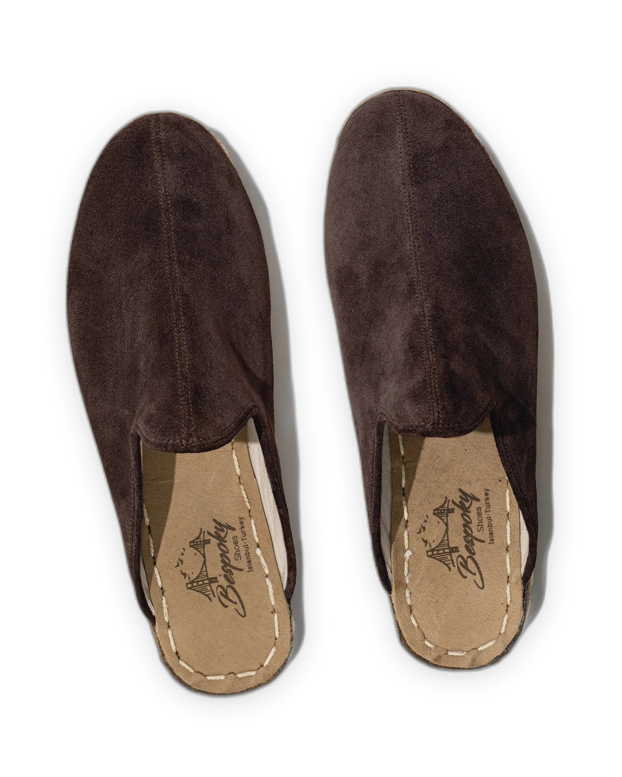 Side view Brown Suede Slippers - Calf Leather Zero Drop | Bespoky