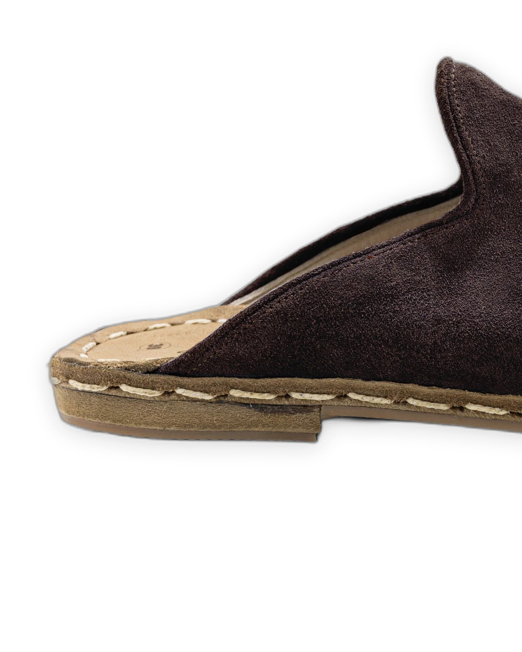 Detail Brown Suede Slippers - Handcrafted Calf Leather Turkey | Bespoky