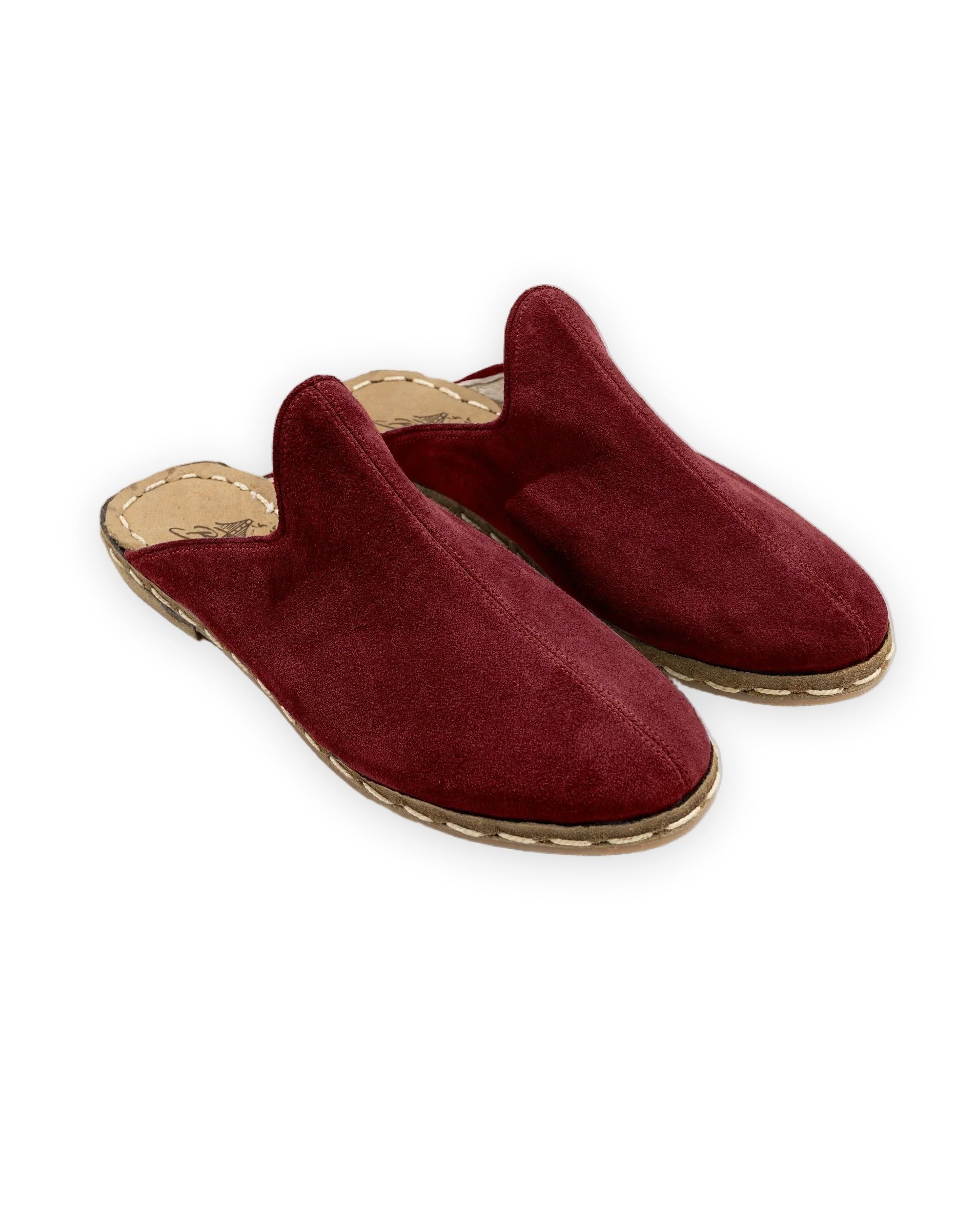 Women's Burgundy Slippers - Handcrafted Calf Leather Wide Toe Box | Bespoky