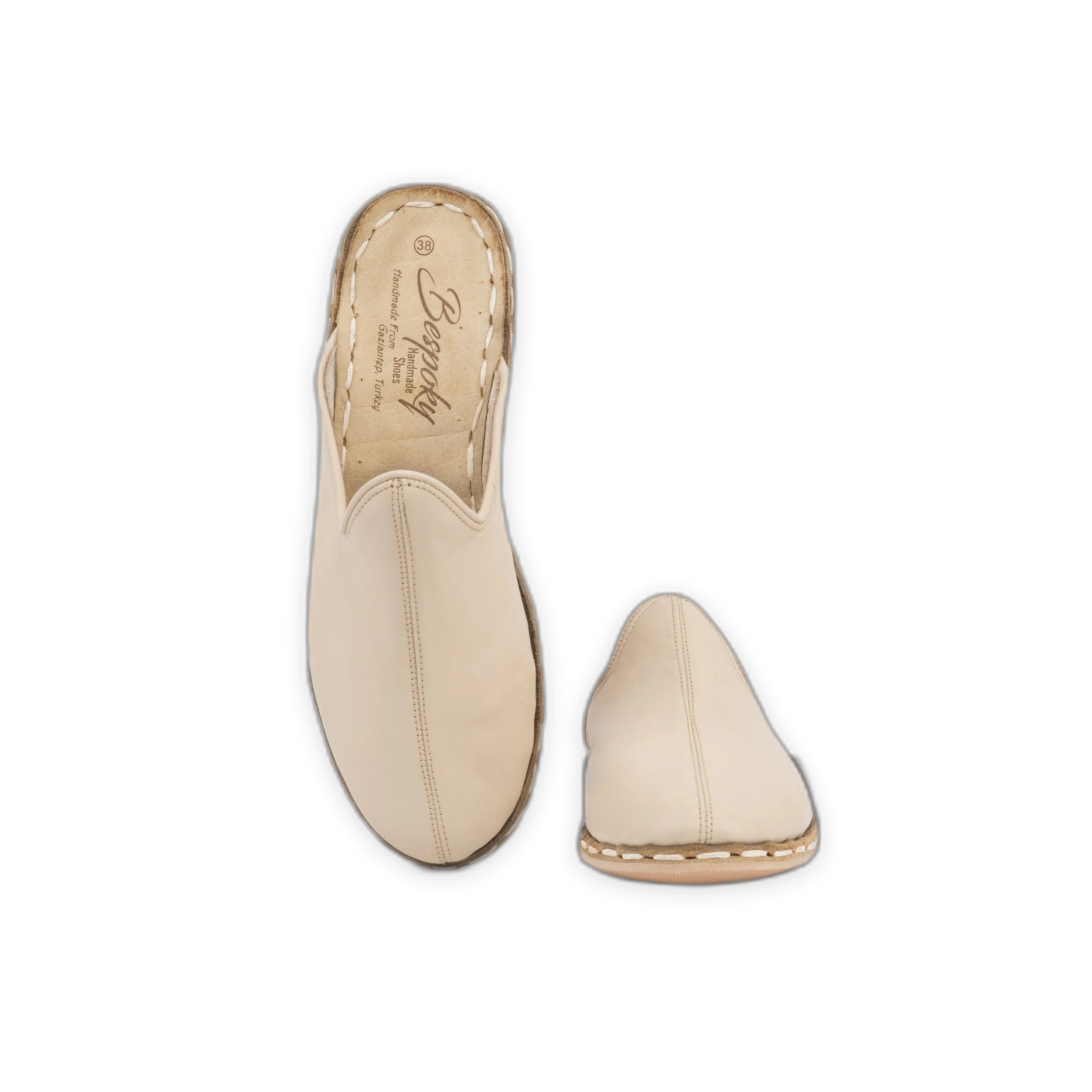 Side view Cream Slippers - Calf Leather Zero Drop | Bespoky