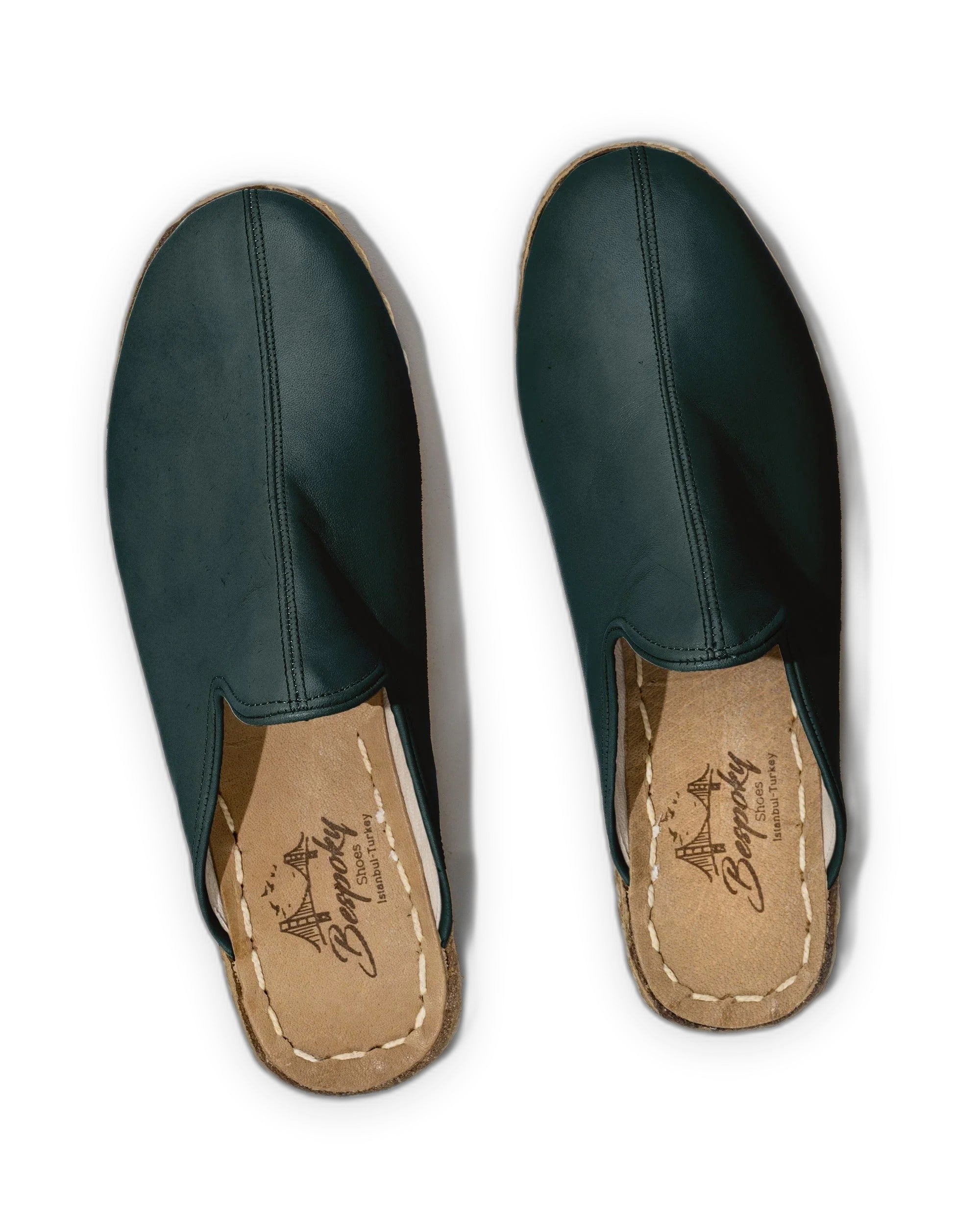 Side view Dark Green Slippers - Calf Leather Zero Drop | Bespoky